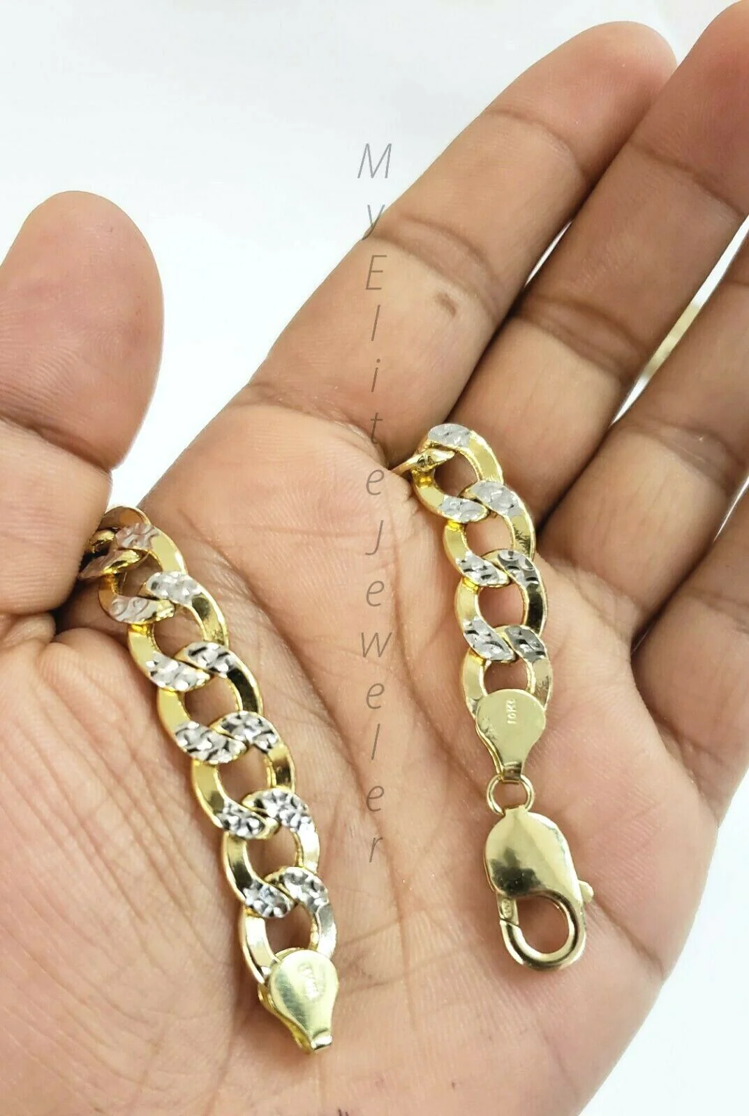 Men's 10k Diamond Cuts Cuban link Curb Bracelet 8 Inch 9mm Lobster Lock, Real - Image 4