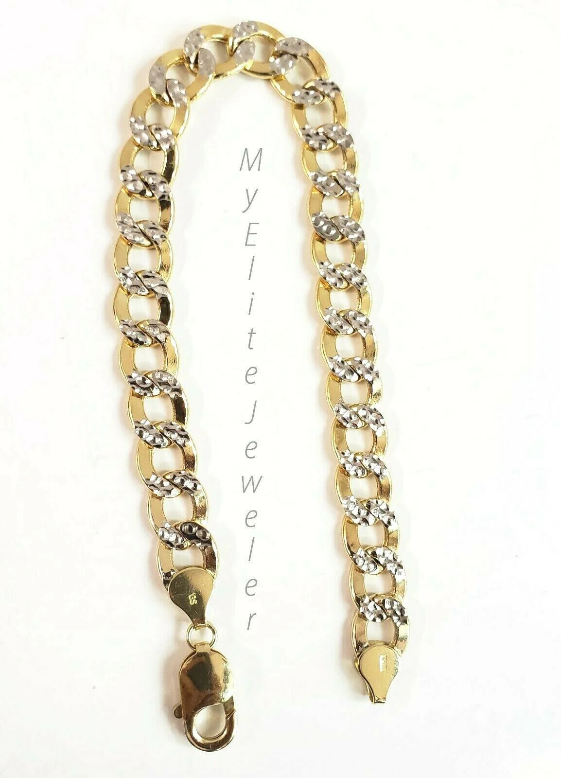 Men's 10k Diamond Cuts Cuban link Curb Bracelet 9 Inch 9mm Lobster Lock, Real - Image 3