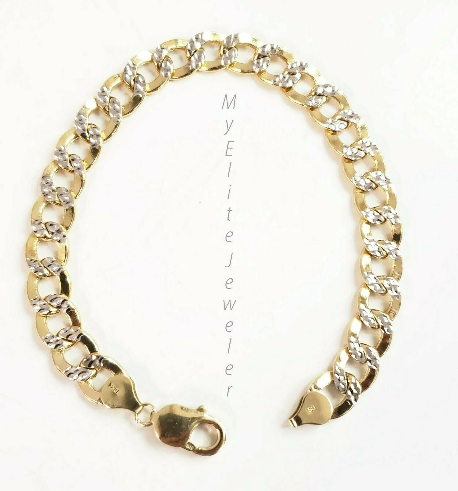 Men's 10k Diamond Cuts Cuban link Curb Bracelet 9 Inch 9mm Lobster Lock, Real - Image 4
