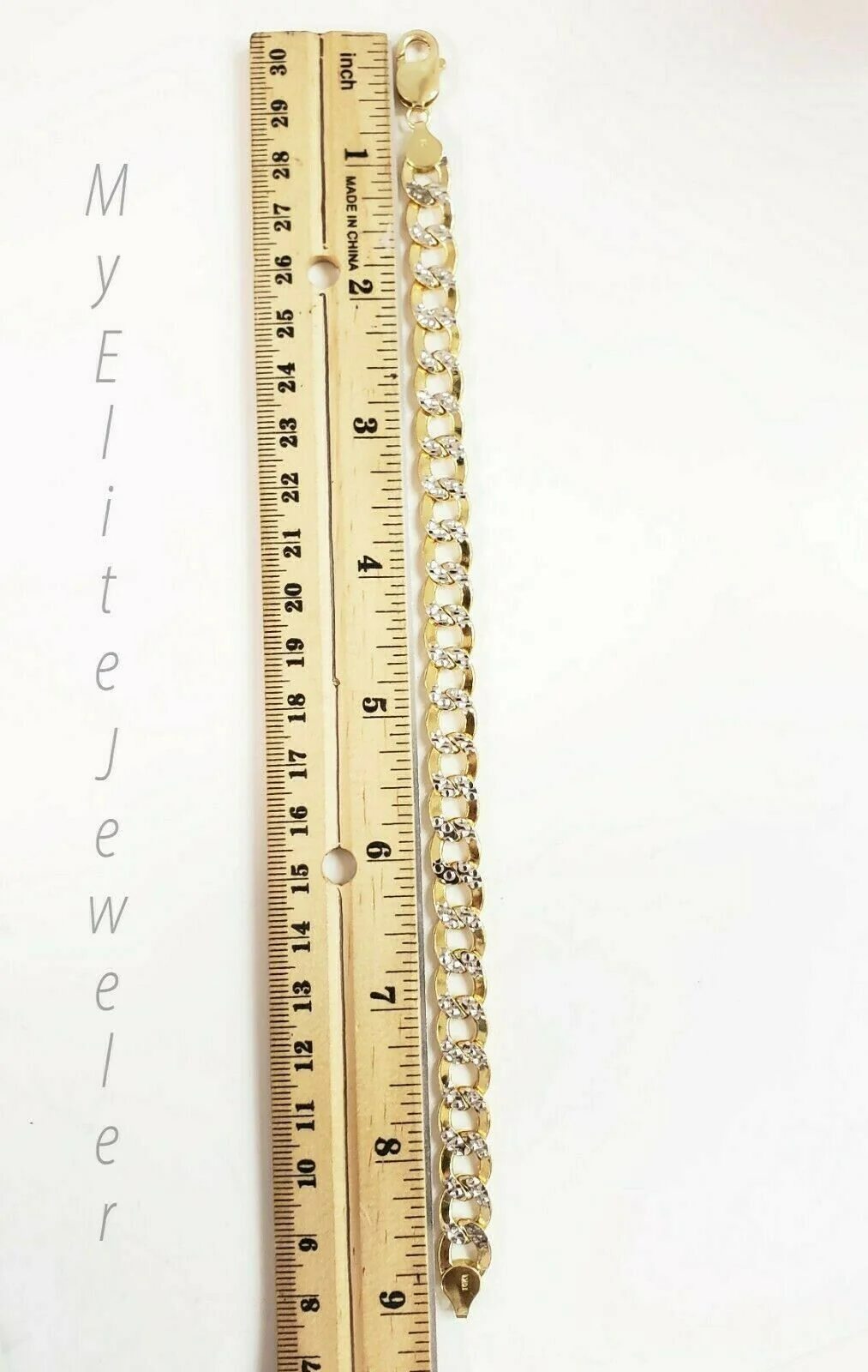 Men's 10k Diamond Cuts Cuban link Curb Bracelet 9 Inch 9mm Lobster Lock, Real - Image 7