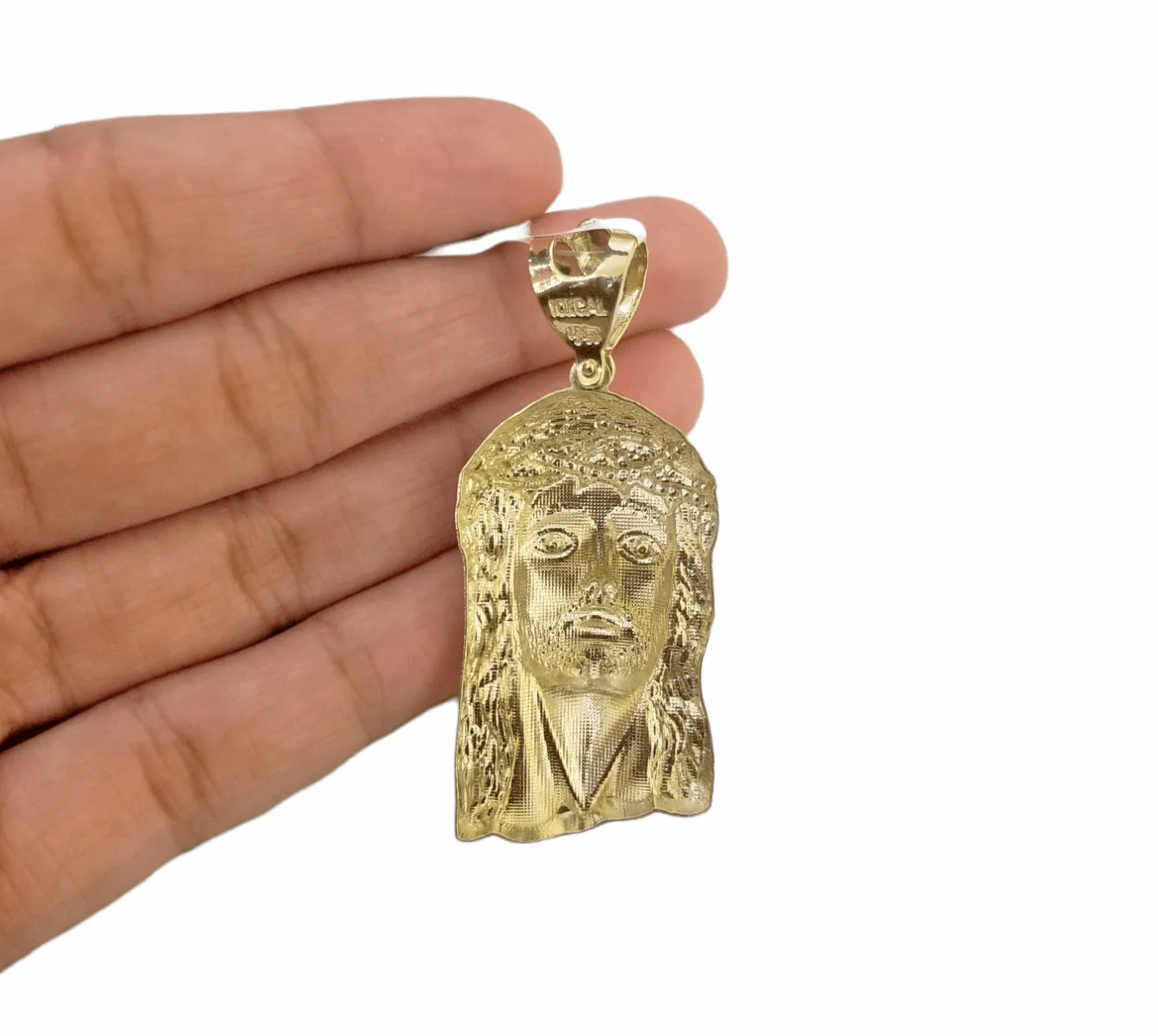 Mens 10k Gold Chain Necklace Charm Pendant SET 4mm Miami Cuban Link, Jesus Face - Image 10