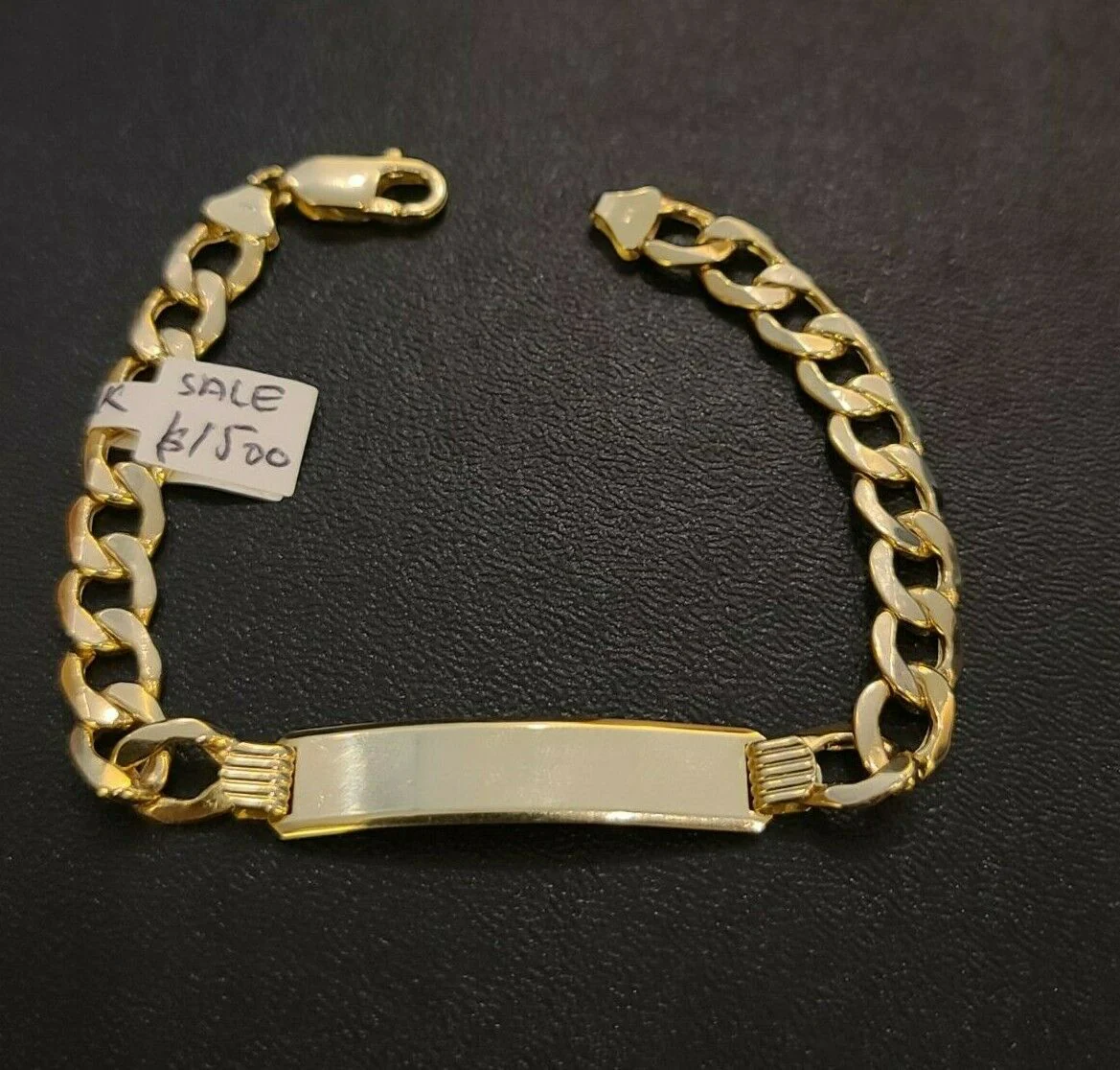 Mens 10K Gold Cuban Link Bracelet ID 8mm 8" Lobster Lock REAL 10KT , Engraving