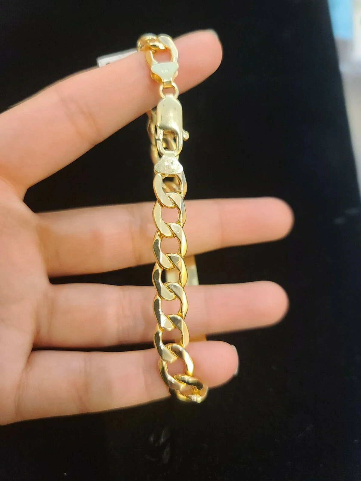 Mens 10K Gold Cuban Link Bracelet ID 8mm 8" Lobster Lock REAL 10KT , Engraving - Image 6