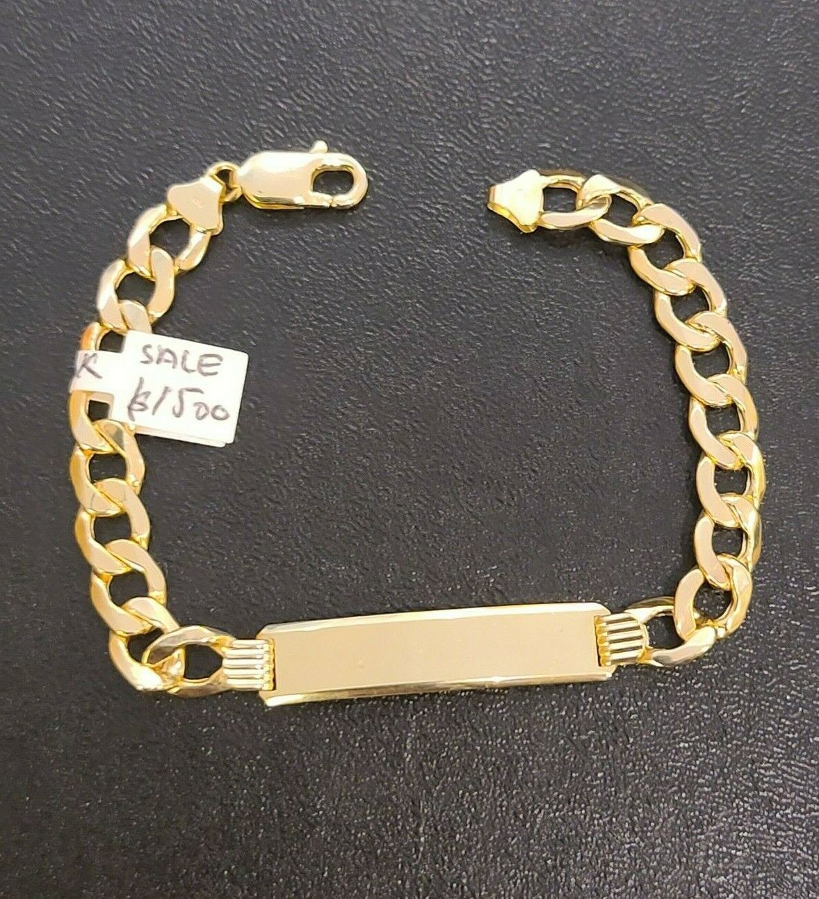 Mens 10K Gold Cuban Link Bracelet ID 8mm 8" Lobster Lock REAL 10KT , Engraving - Image 7