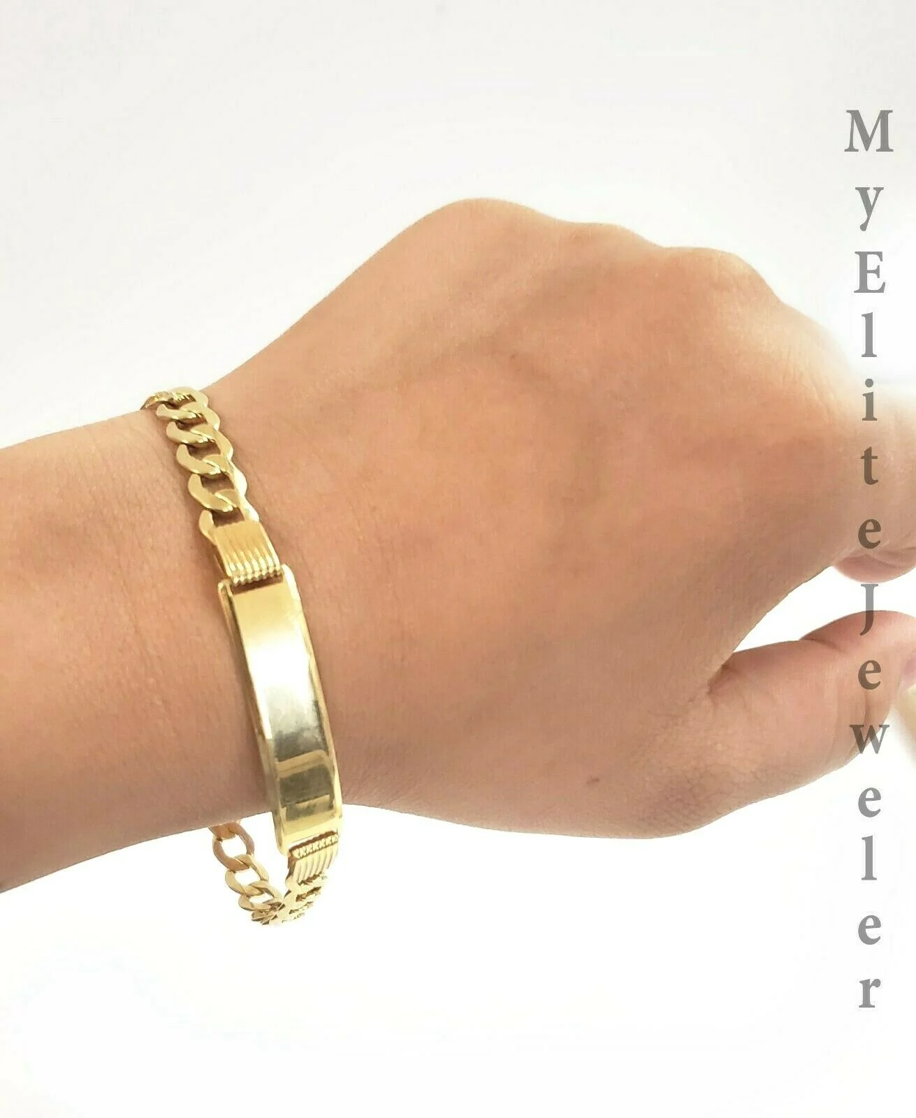 Men's 10K Gold Cuban Link Bracelet ID 8mm 9"  Lobster Lock REAL 10KT - Image 2