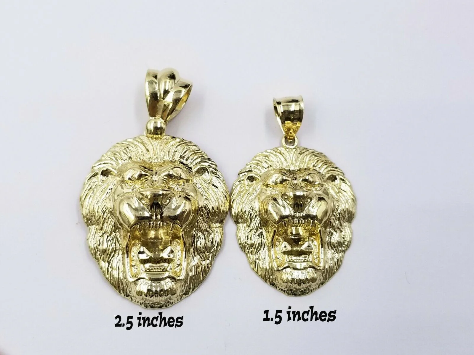 Mens 10k Solid Yellow Gold Roaring King Lion Head Charm Pendant Diamond Cut Real - Image 3