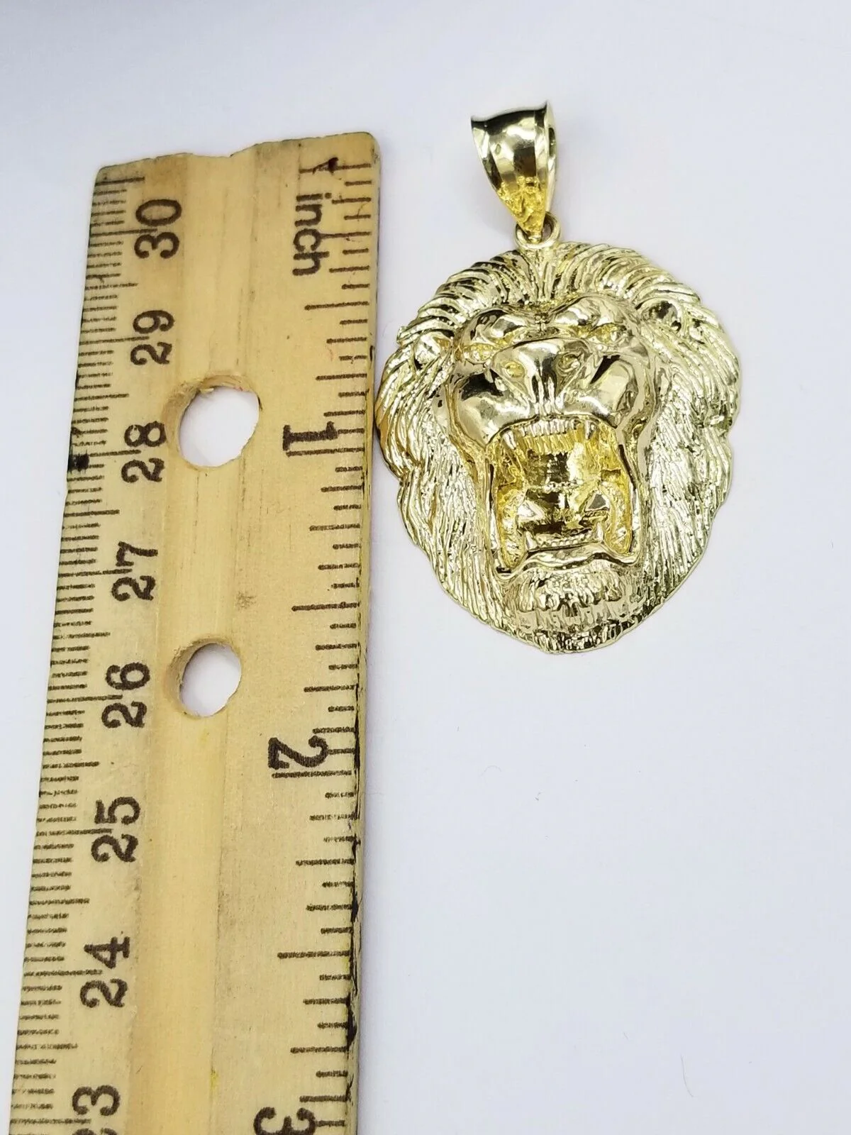 Mens 10k Solid Yellow Gold Roaring King Lion Head Charm Pendant Diamond Cut Real - Image 6