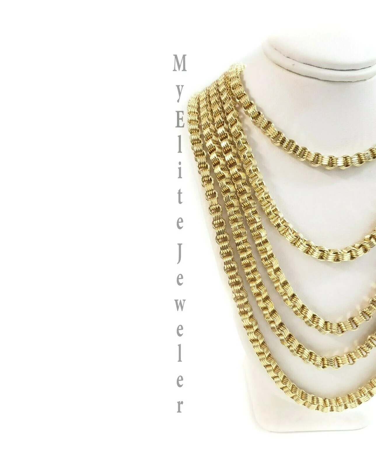 Mens 10K Yellow Gold Byzantine Chain Necklace 18"- 30 Inch 5mm - Image 3