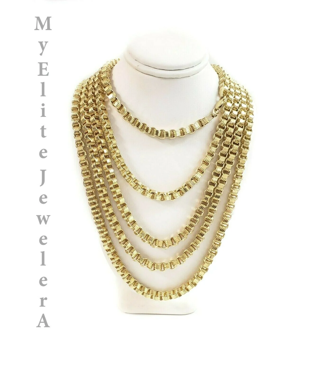 Mens 10K Yellow Gold Byzantine Chain Necklace 18"- 30 Inch 5mm - Image 5