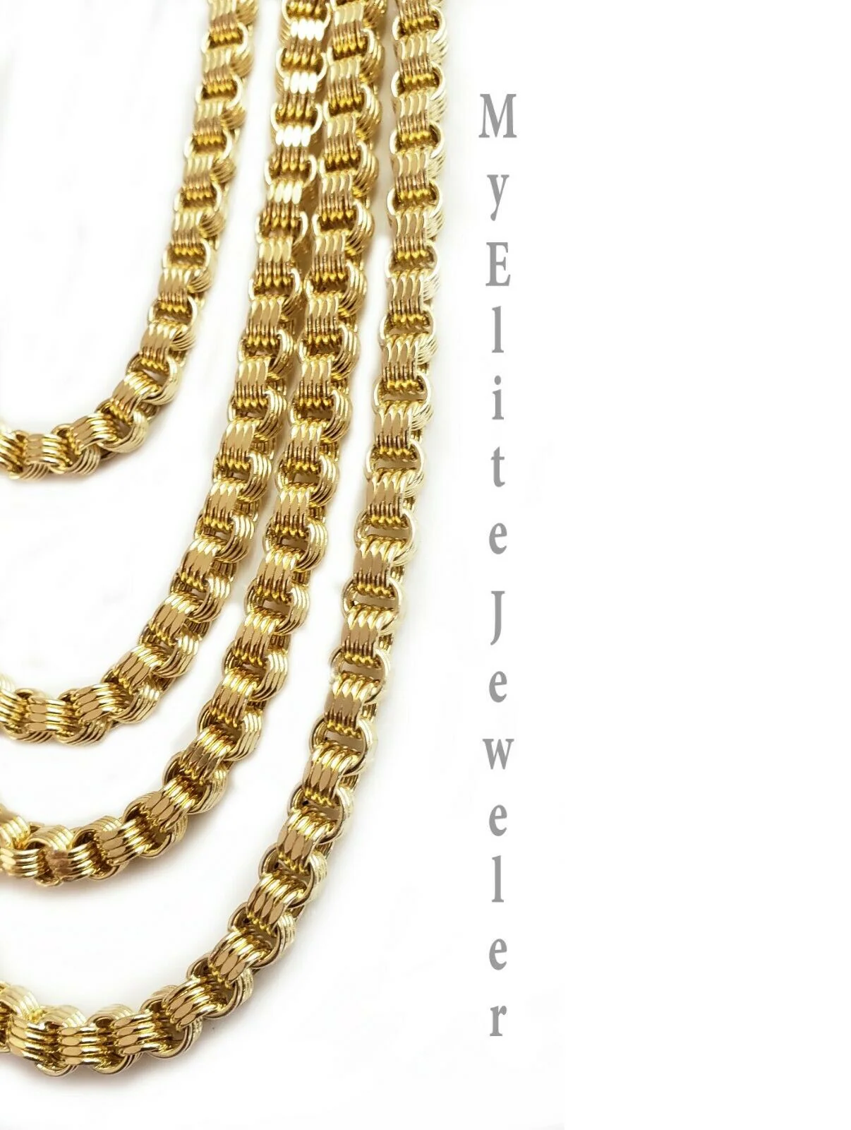 Mens 10K Yellow Gold Byzantine Chain Necklace 18"- 30 Inch 5mm - Image 7