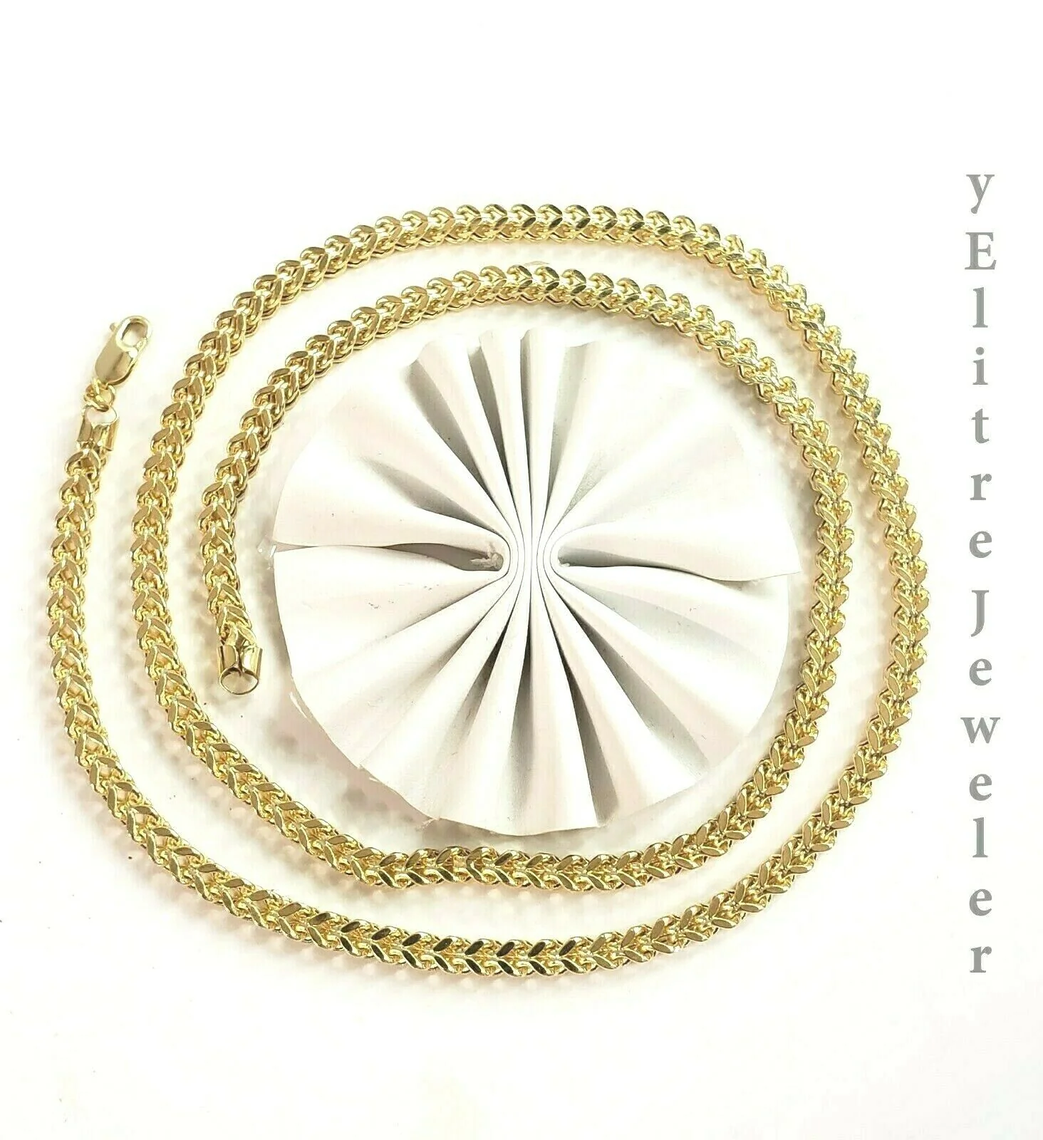 Mens 10K Yellow Gold Franco Link Chain Necklace 24 Inch 5MM Lobster Lock, Thick - Image 4