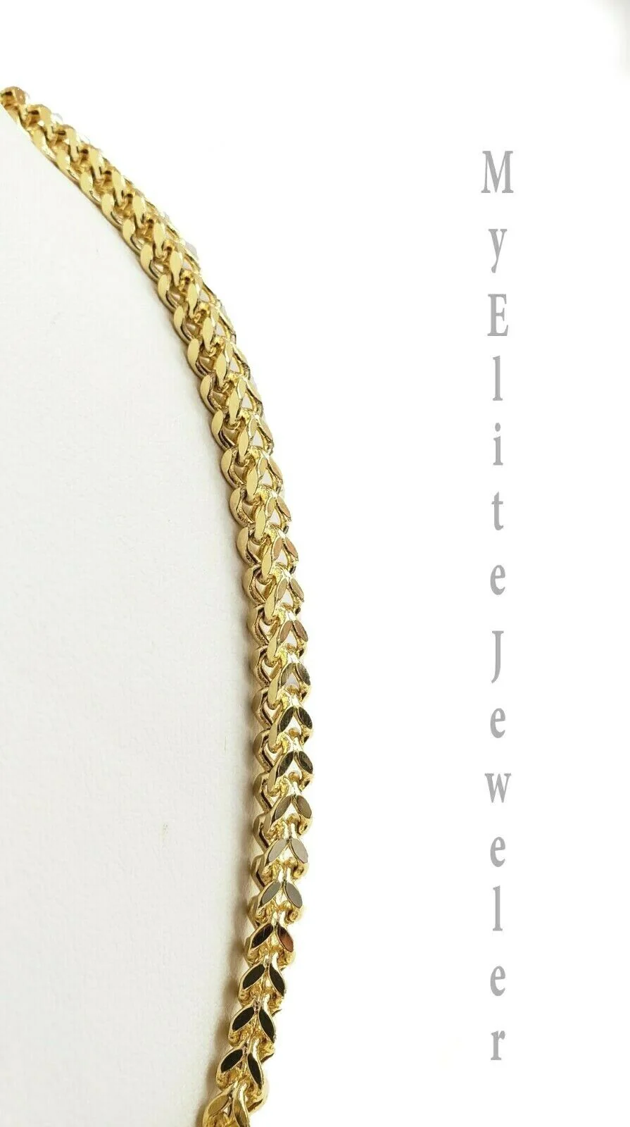 Mens 10K Yellow Gold Franco Link Chain Necklace 24 Inch 5MM Lobster Lock, Thick - Image 5