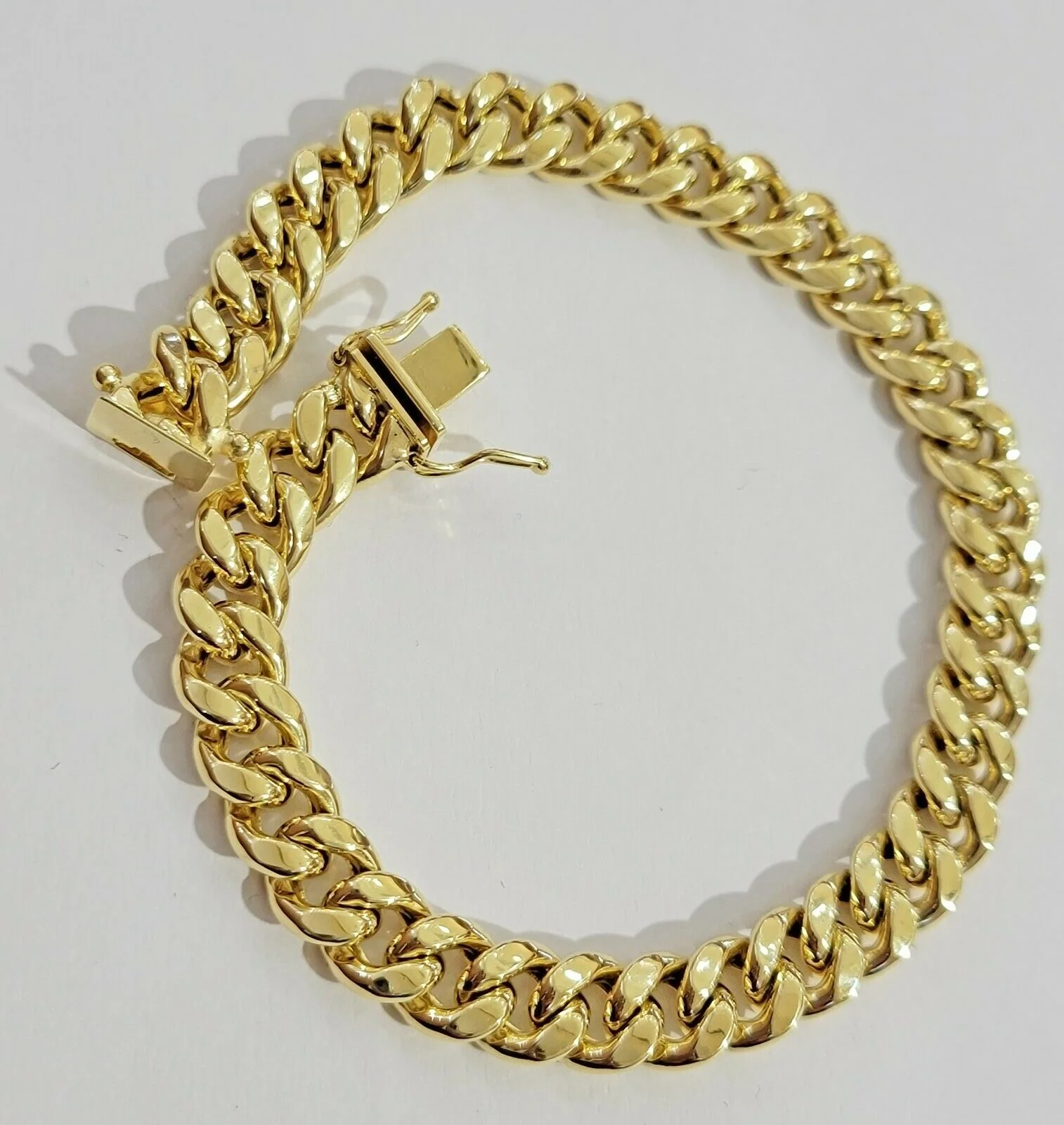 Men's 10K Yellow Gold miami Cuban Link Bracelet 9 mm 9 Inch long Box Lock ,REAL - Image 6