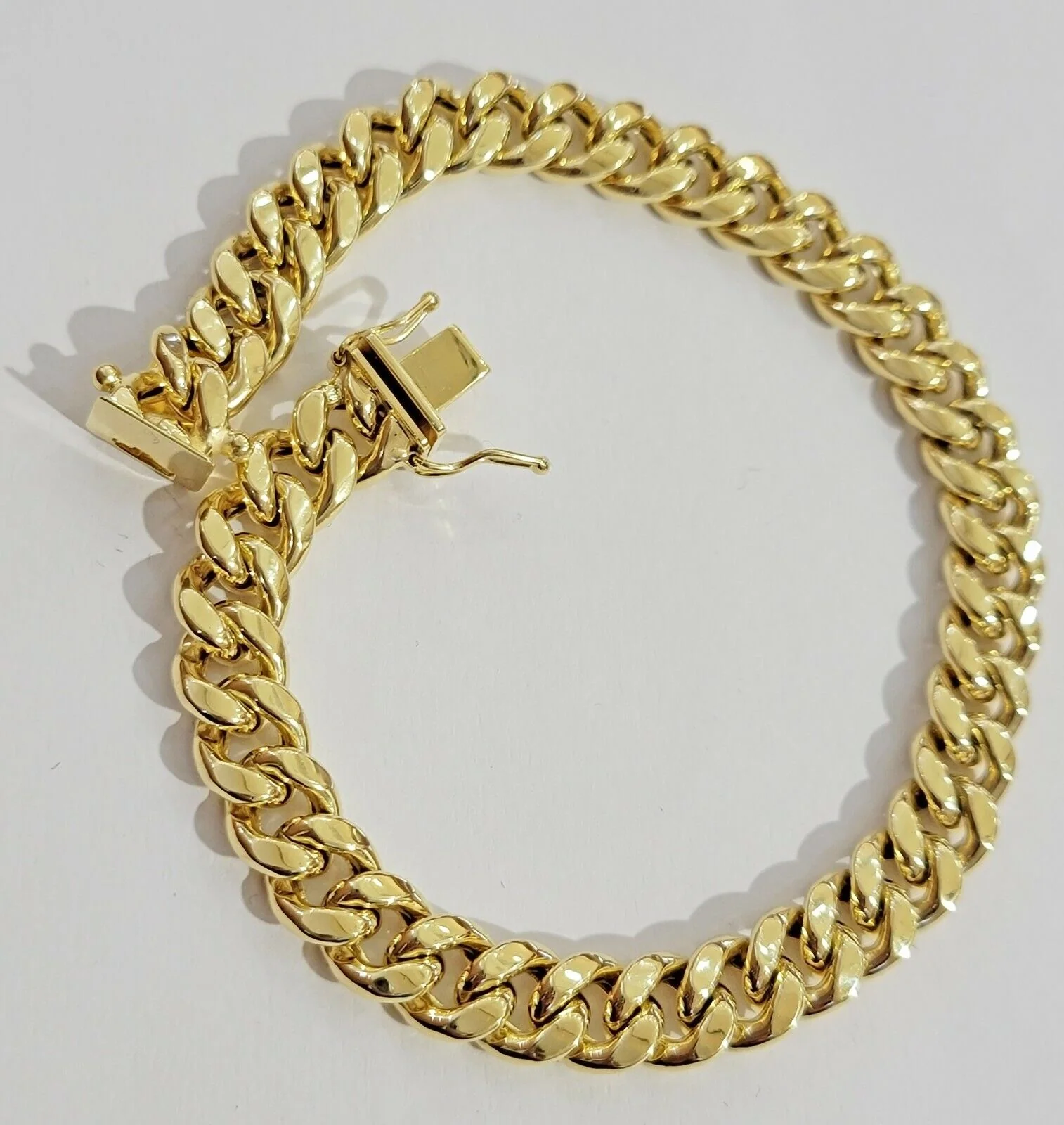 Mens 10K Yellow Gold Miami Cuban Link Bracelet 9mm 10 Inch long Box Lock  REAL - Image 4