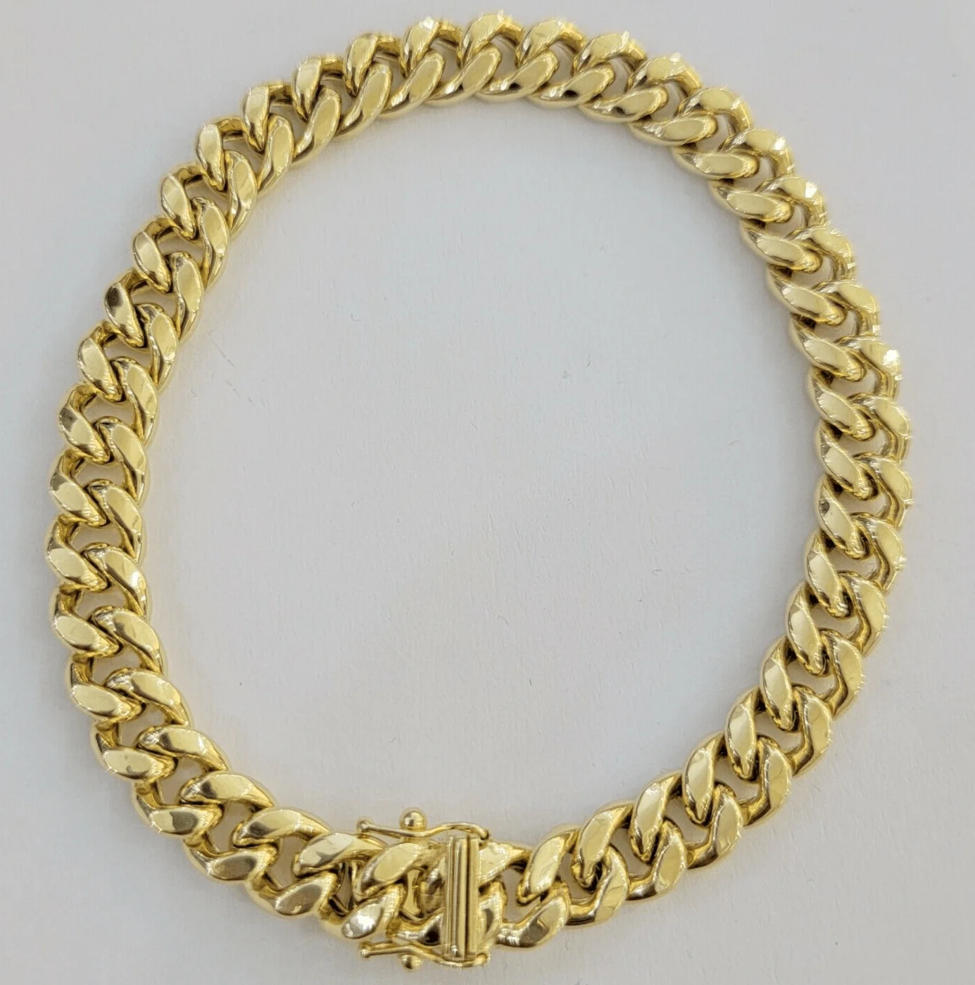 Mens 10K Yellow Gold Miami Cuban Link Bracelet 9mm 10 Inch long Box Lock  REAL - Image 5