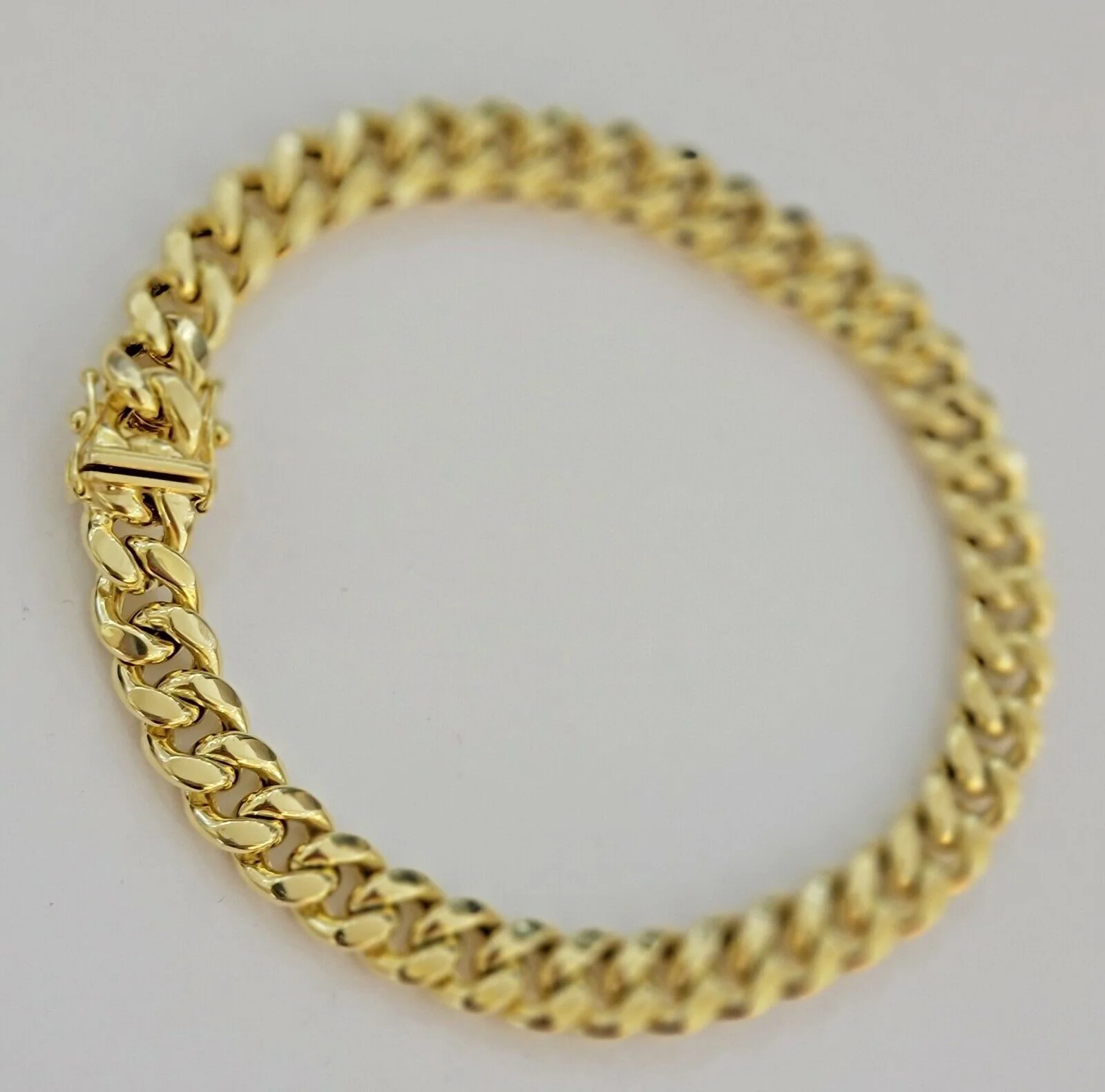 Mens 10K Yellow Gold Miami Cuban Link Bracelet 9mm 10 Inch long Box Lock  REAL - Image 6