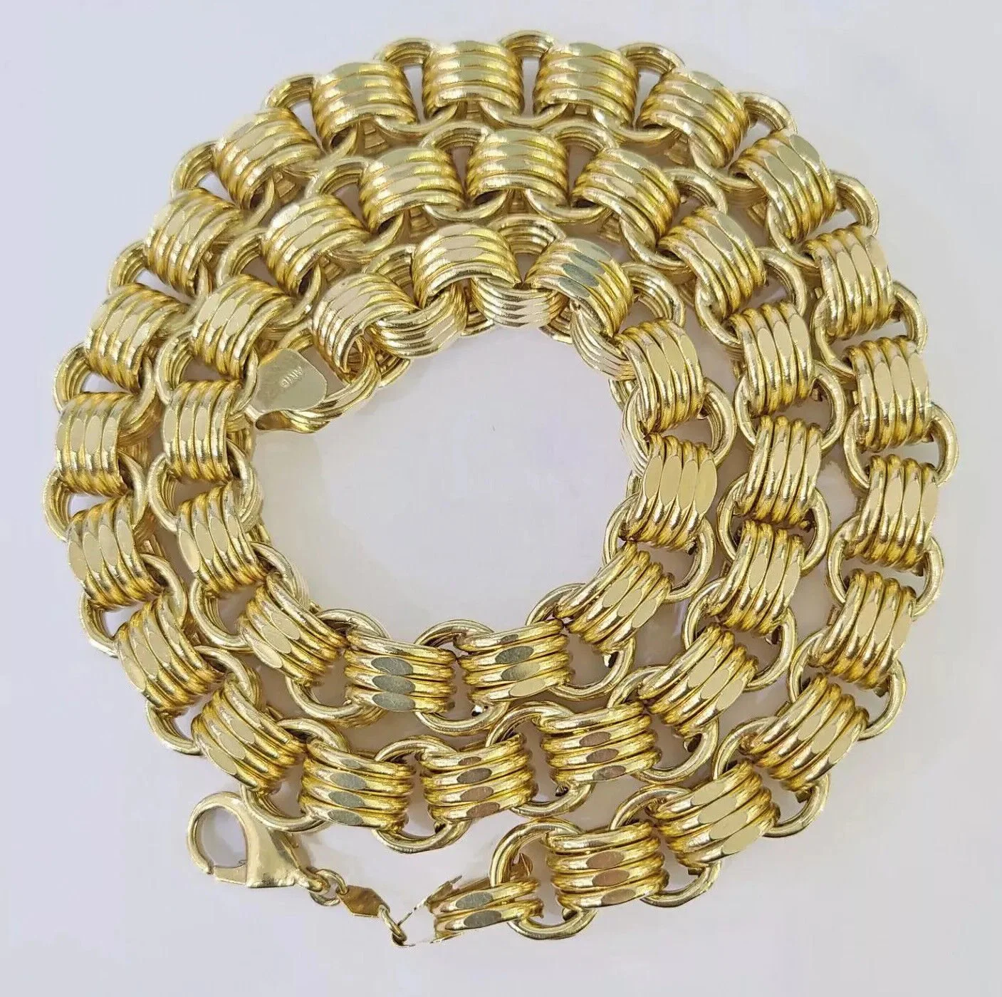 Mens 10k Yellow Gold Necklace Box Byzantine Chain 12mm 22"- 30 inch REAL 10kt - Image 5