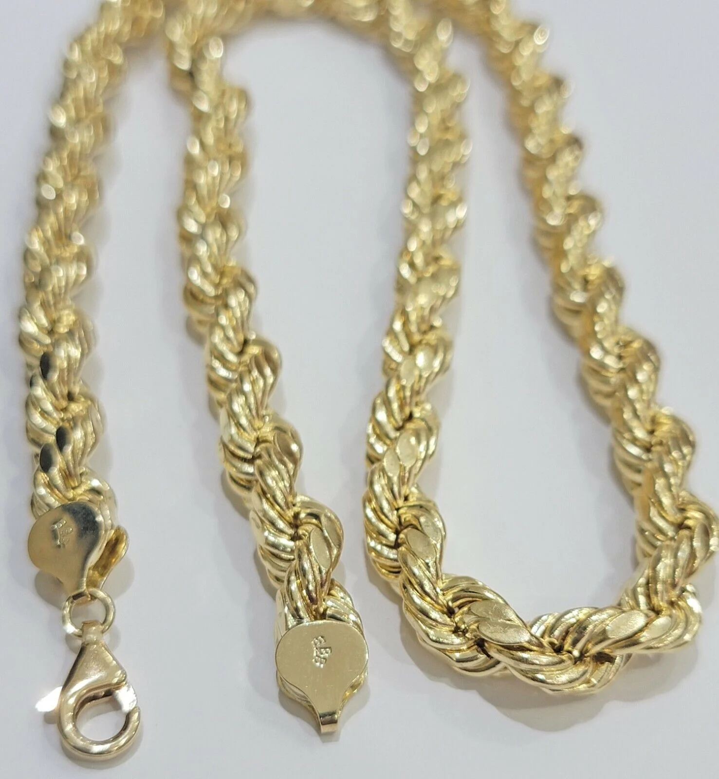 Mens 10K Yellow Gold Rope Chain Thick Necklace 26" 8mm REAL 10KT Diamond cuts - Image 5