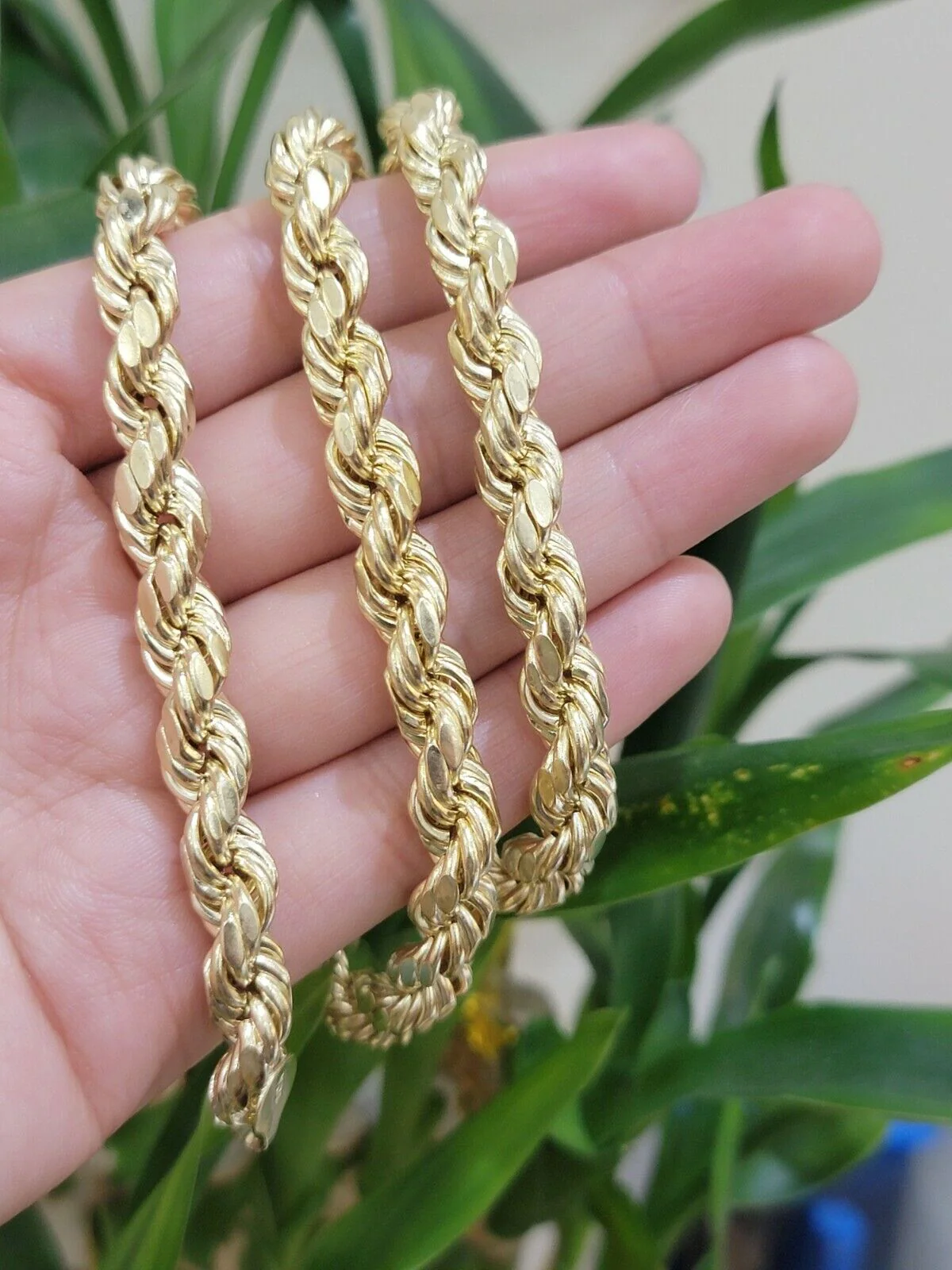 Mens 10K Yellow Gold Rope Chain Thick Necklace 26" 8mm REAL 10KT Diamond cuts - Image 6