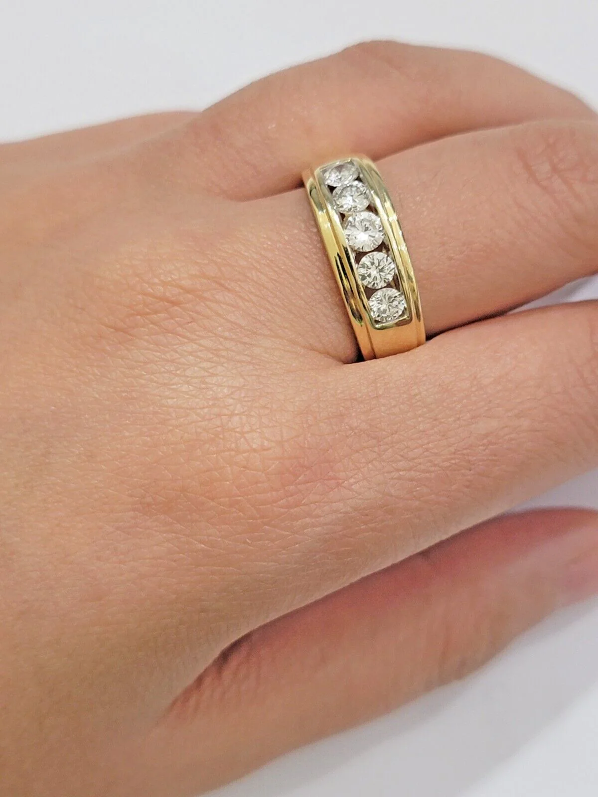 Mens 14k Gold Diamond Band Engagement Wedding Ring 1CT Natural Diamond Solid 10k - Image 3