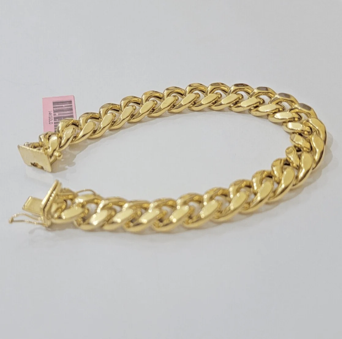 Mens 14k Yellow Gold Bracelet 7.5 Inch Miami Cuban Link Box Clasp REAL 14KT - Image 3