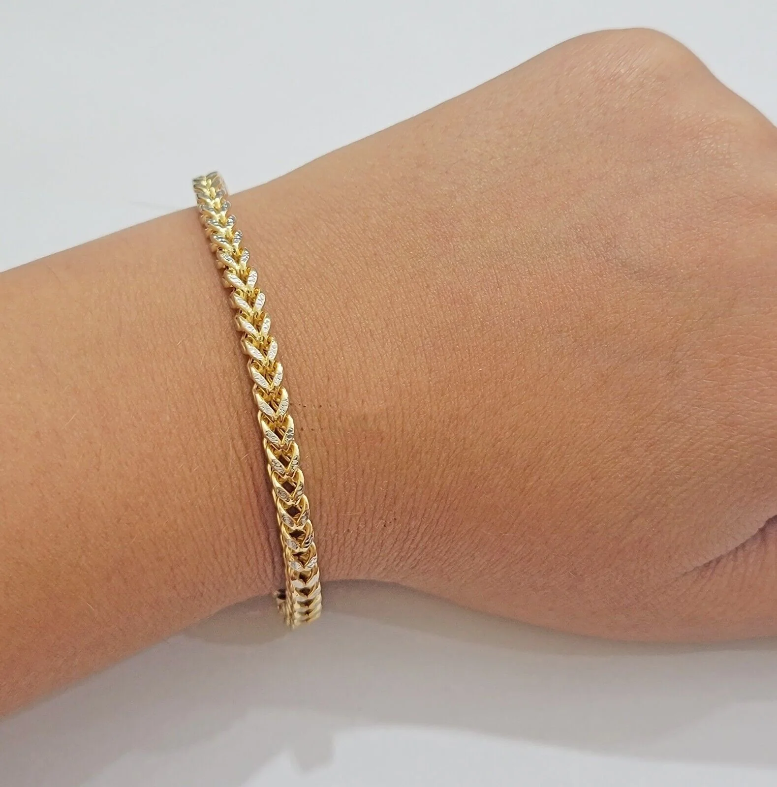 Mens 14k Yellow Gold Franco Bracelet 4mm 8.5" Diamond Cut Authentic 14KT ,STRONG - Image 4