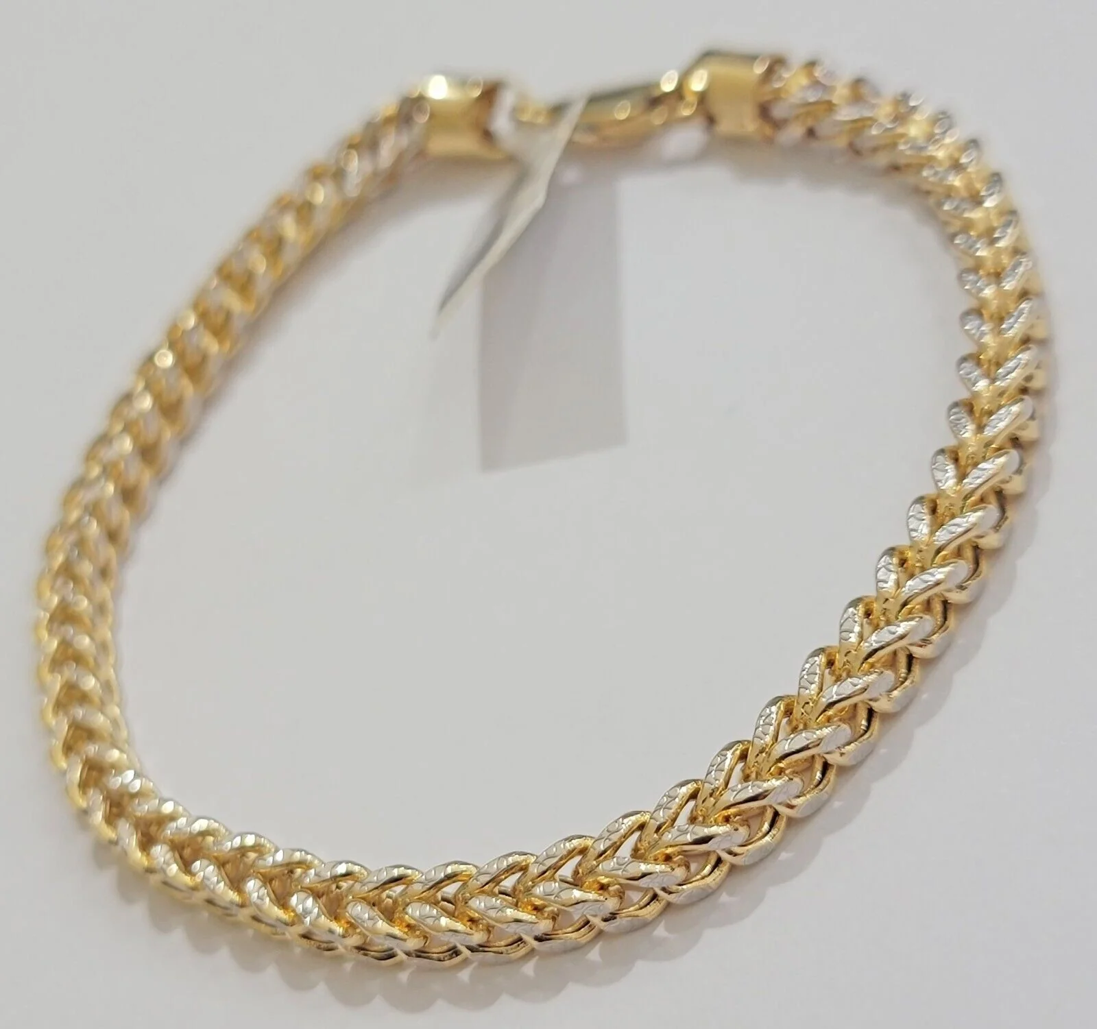 Mens 14k Yellow Gold Franco Bracelet 8" 4mm Diamond Cut Authentic 14KT , STRONG - Image 2