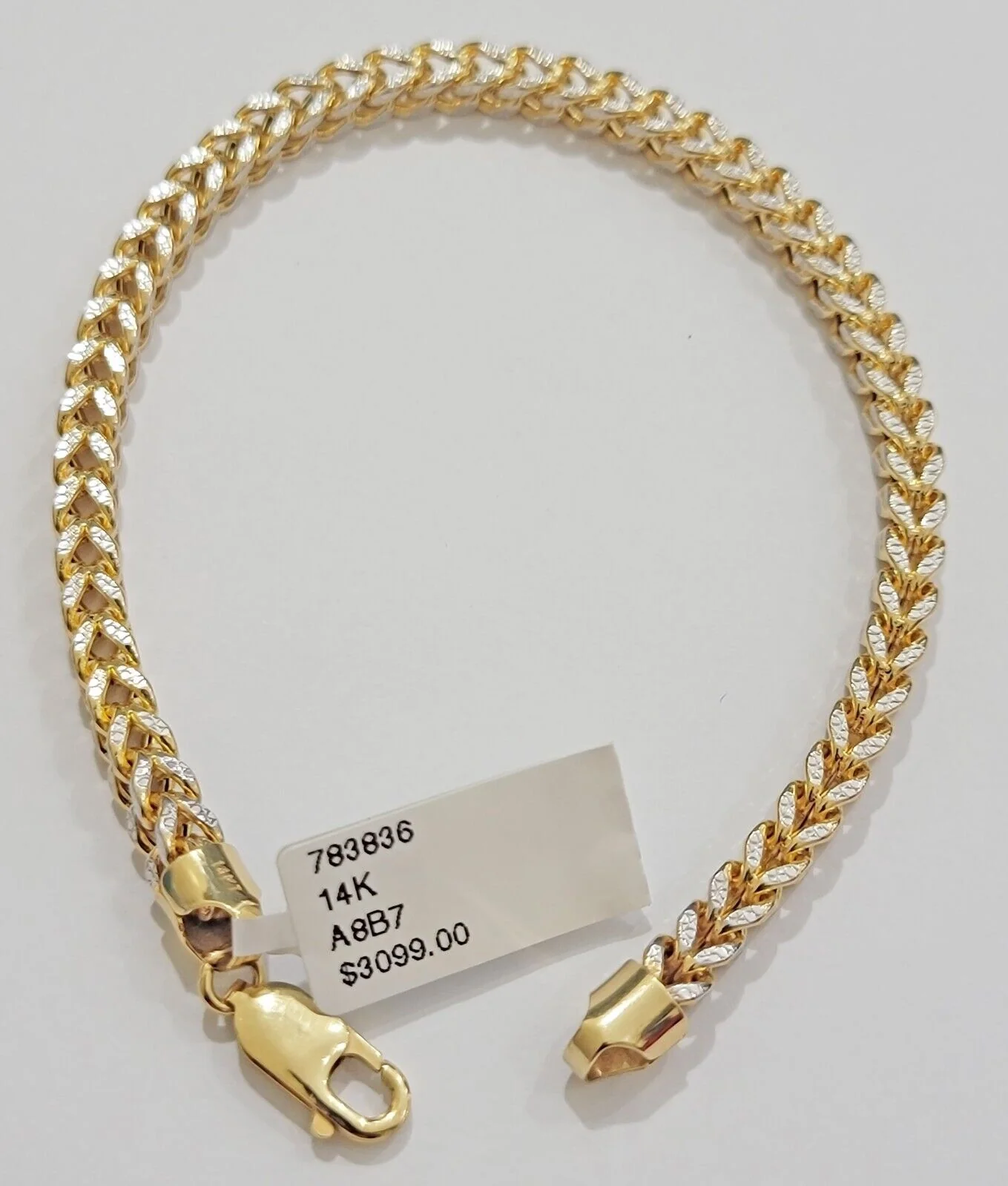 Mens 14k Yellow Gold Franco Bracelet 8" 4mm Diamond Cut Authentic 14KT , STRONG - Image 4