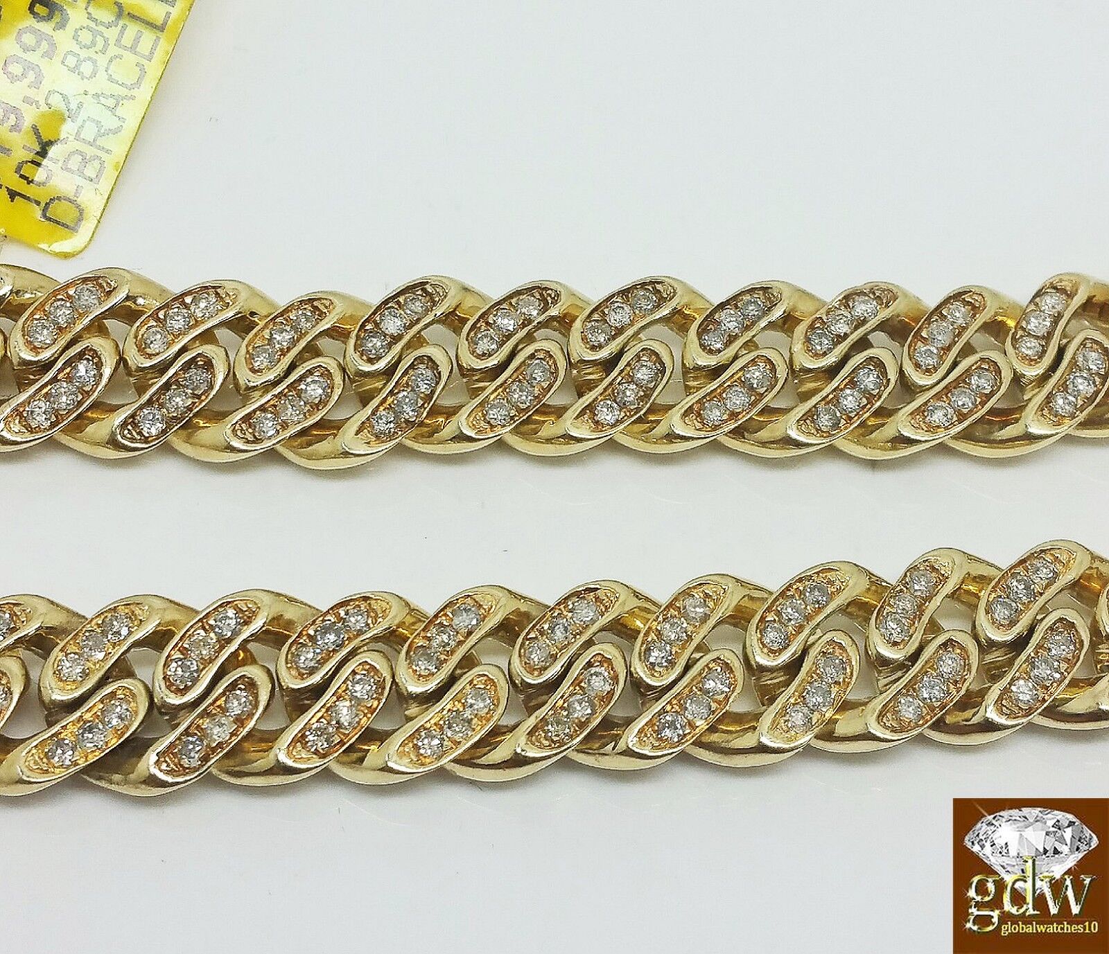 Mens 3CT Diamond Bracelet 10k Yellow Solid Gold Miami Cuban 9 Inch 8mm Bracelet - Image 4