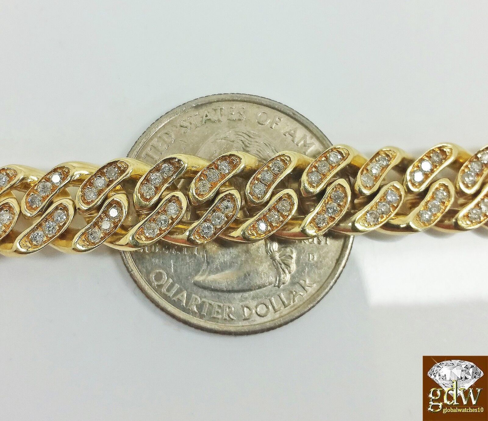 Mens 3CT Diamond Bracelet 10k Yellow Solid Gold Miami Cuban 9 Inch 8mm Bracelet - Image 5