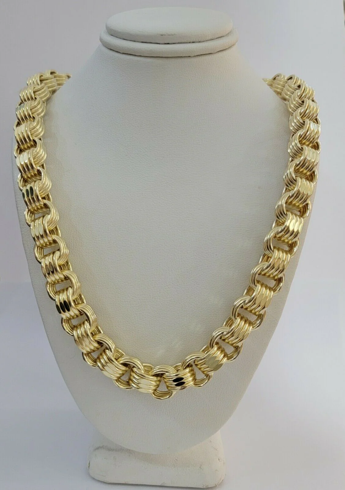 Mens Byzantine Chain 10k Gold Necklace 11mm 22" 24" 26" 28" 30" 10kt Yellow Gold - Image 5