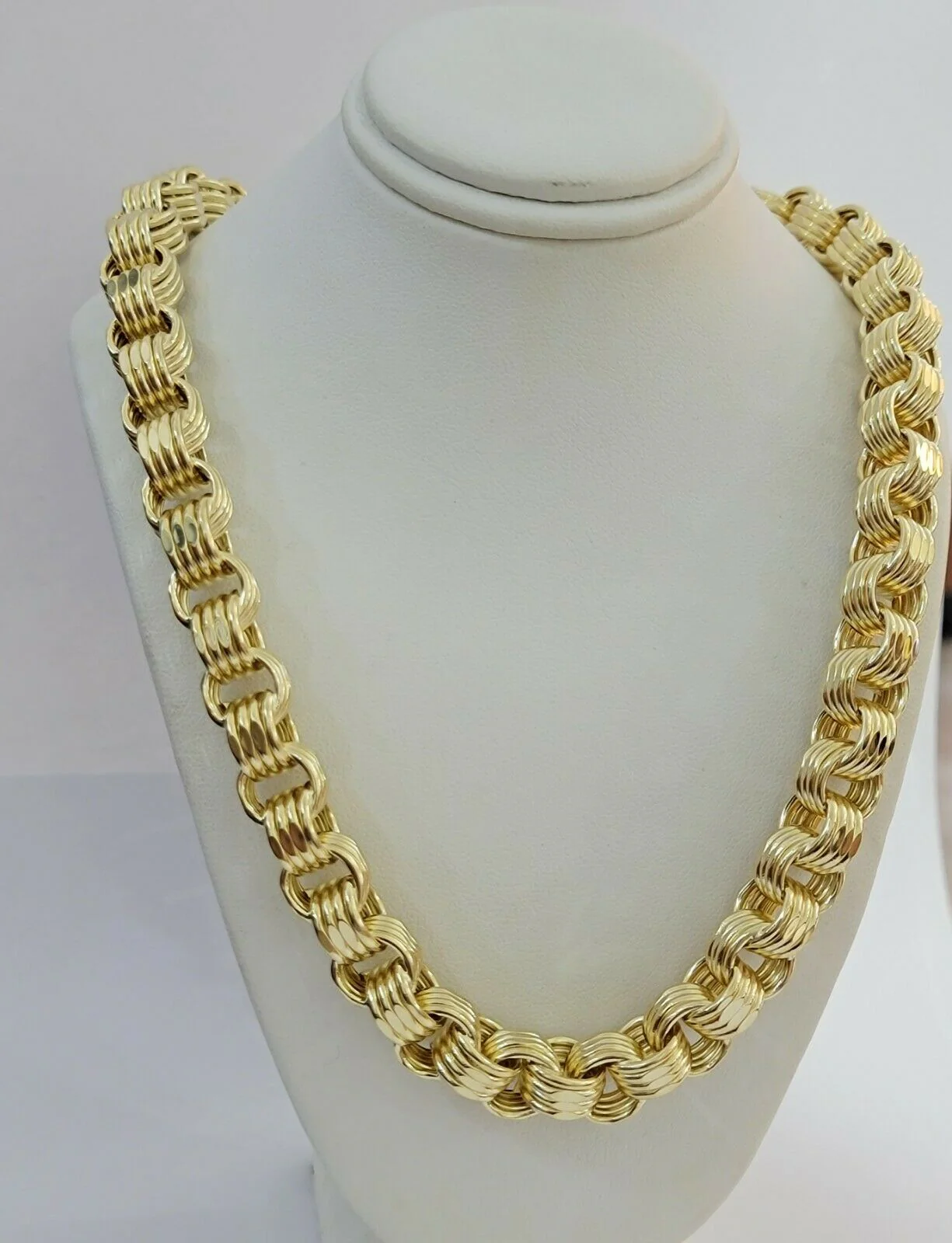Mens Byzantine Chain 10k Gold Necklace 11mm 22" 24" 26" 28" 30" 10kt Yellow Gold - Image 6