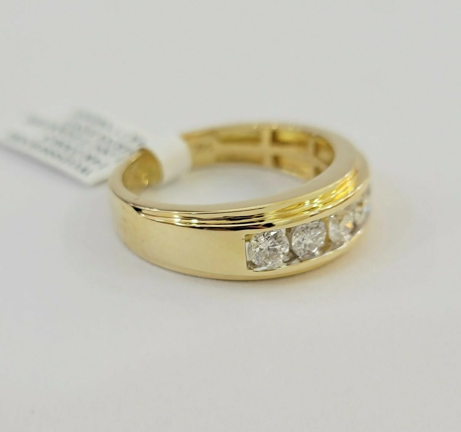 Men's Diamond Wedding Band 1 CT Round 14K Yellow Gold Brilliant Solitaire Ring Sizes 6,7,8,9,10,11 & 12 - Image 4