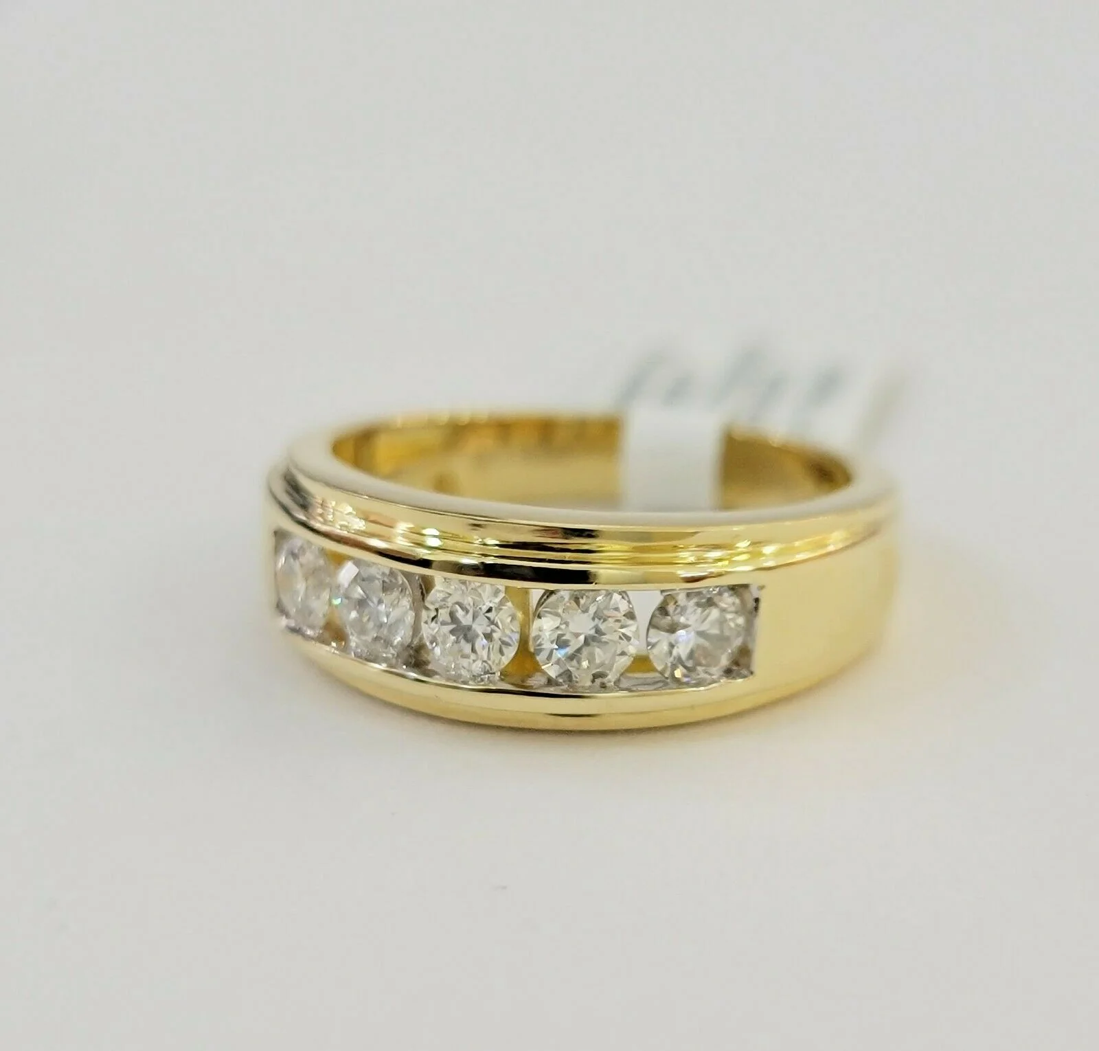 Men's Diamond Wedding Band 1 CT Round 14K Yellow Gold Brilliant Solitaire Ring Sizes 6,7,8,9,10,11 & 12 - Image 7