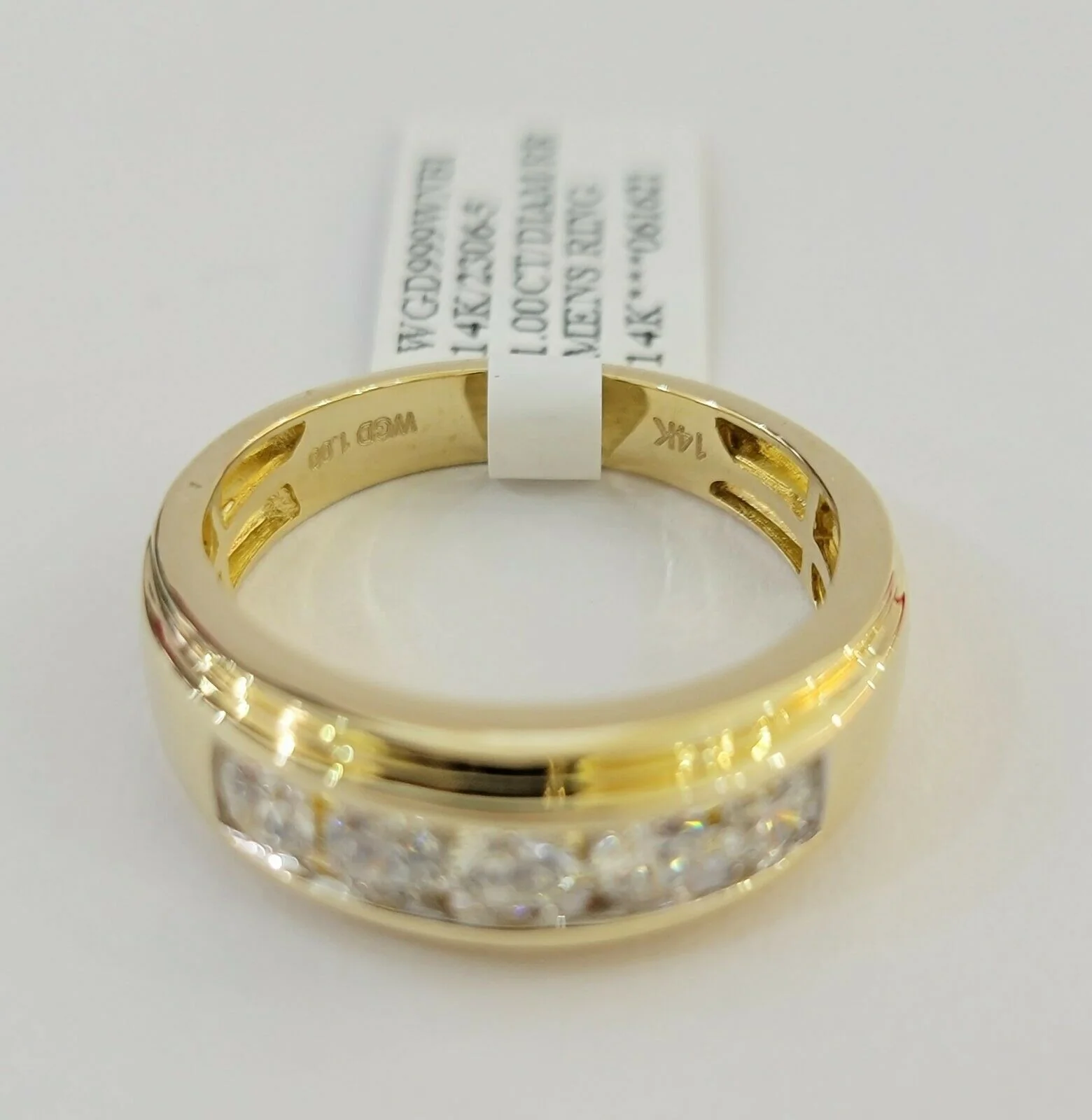 Men's Diamond Wedding Band 1 CT Round 14K Yellow Gold Brilliant Solitaire Ring Sizes 6,7,8,9,10,11 & 12 - Image 8