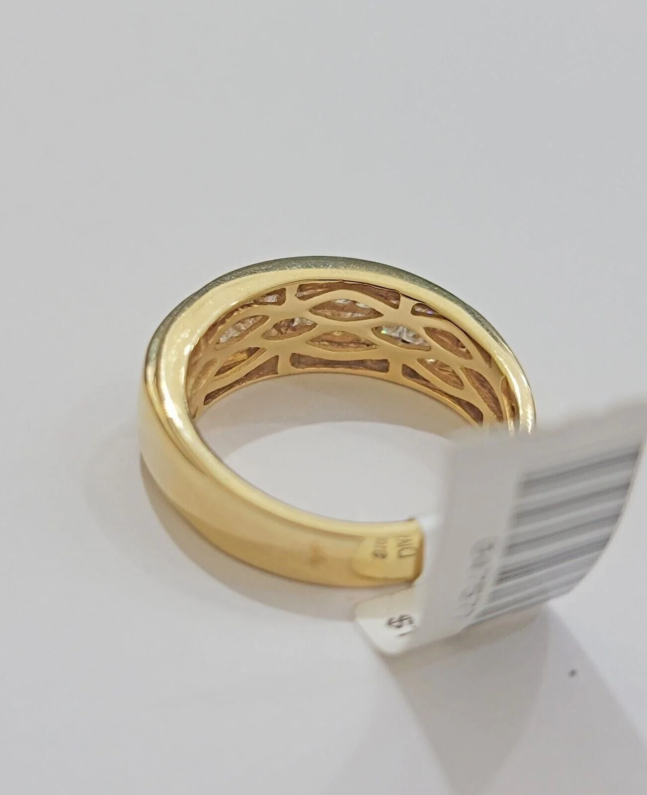 Mens Engagement Wedding Band REAL 14k Yellow Gold Natural Diamond Band Ring - Image 4