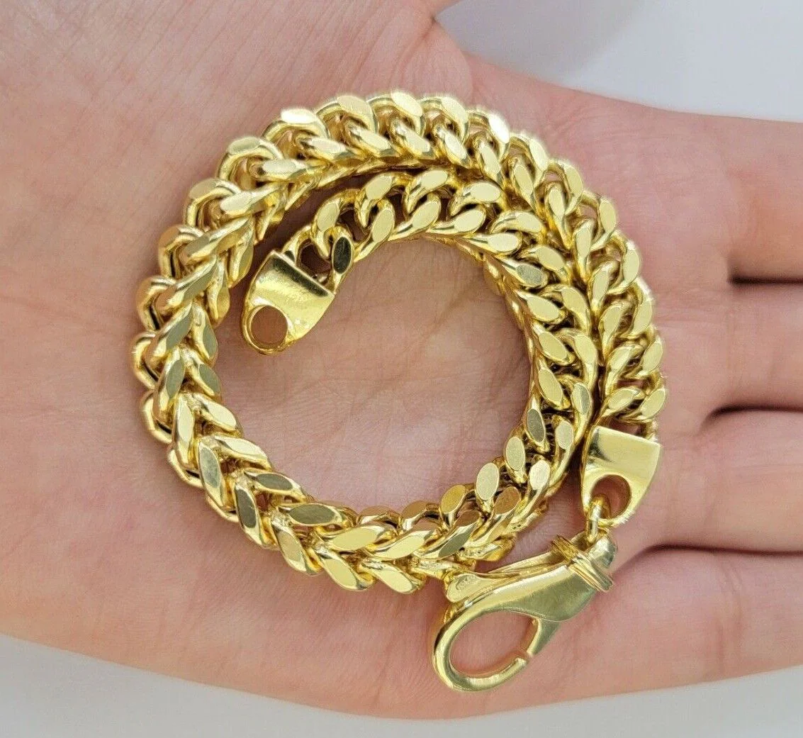 Men's Franco Bracelet 9 Inch 7mm REAL 10kt Yellow Gold Thick & Strong Bracelet - Image 3