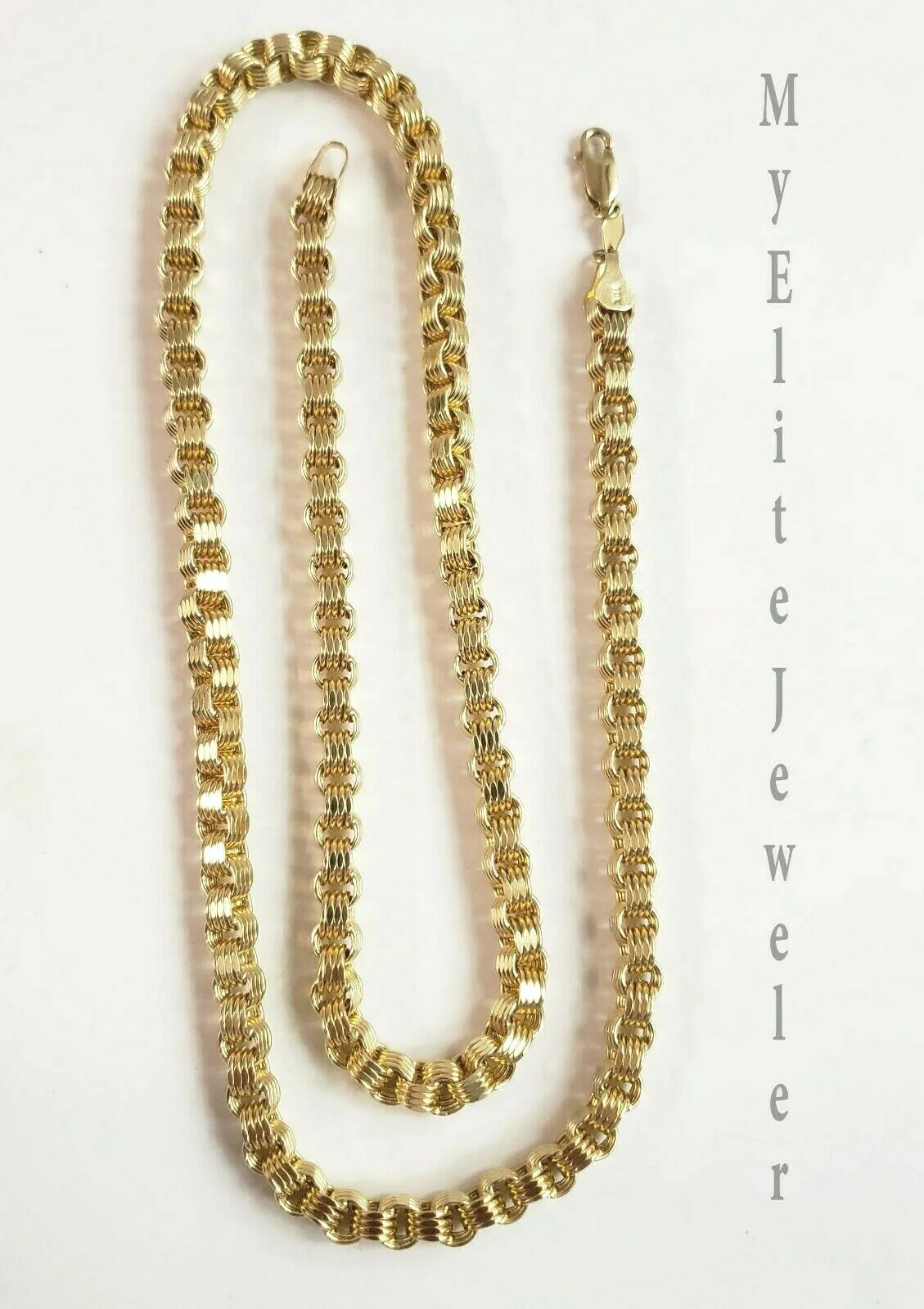 Men's Ladies 10K Byzantine Chain Necklace 28 Inch 5mm Lobster Lock Yellow Gold - Image 6