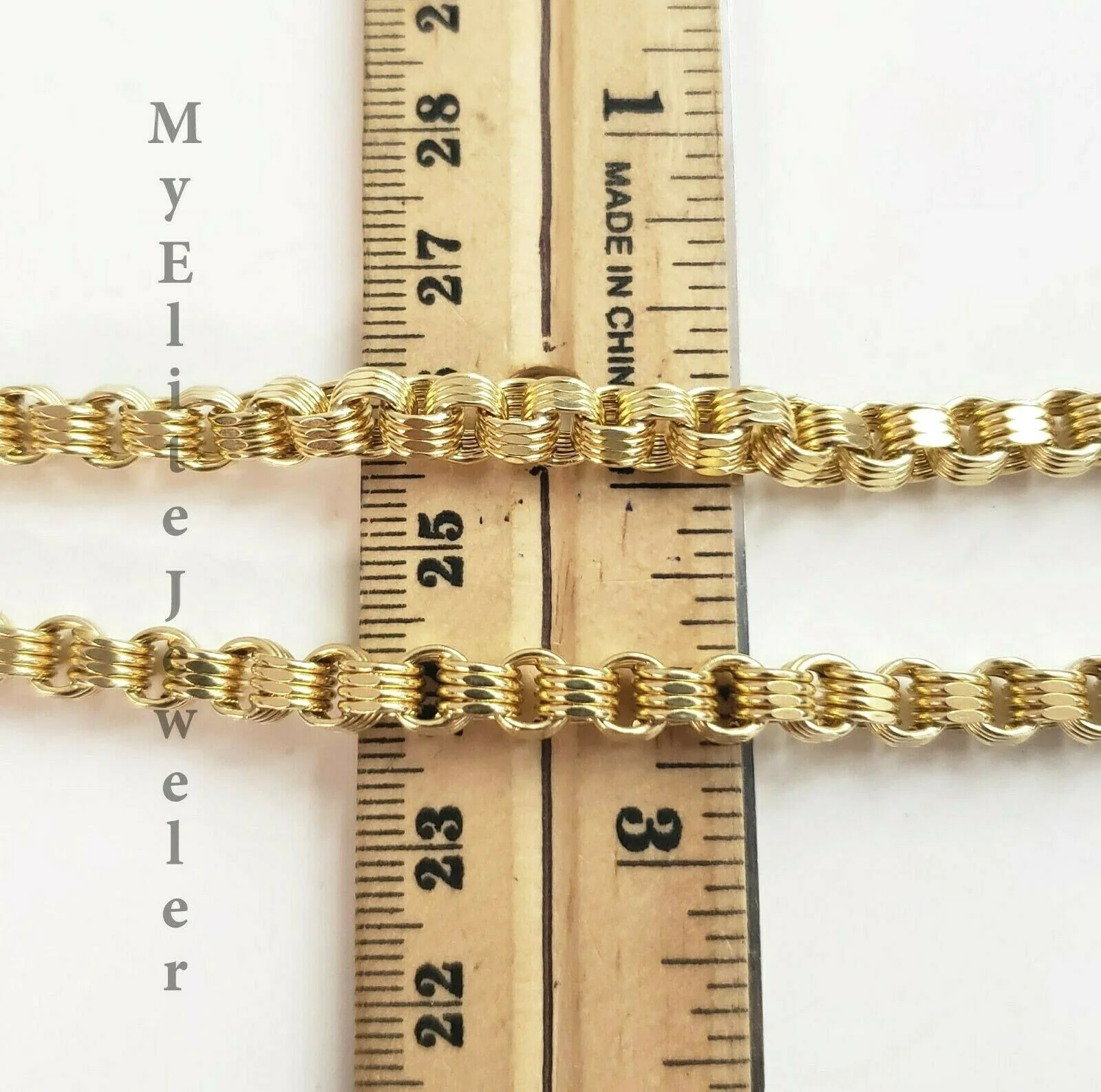 Men's Ladies 10K Byzantine Chain Necklace 28 Inch 5mm Lobster Lock Yellow Gold - Image 7