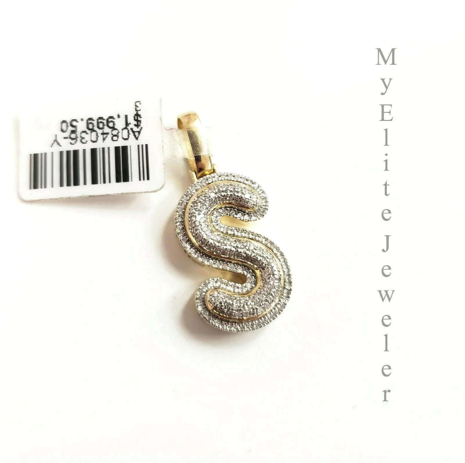 Mens Ladies Solid 10k 0.30CT Initial S Diamond Pendant Yellow Gold Alphabet REAL - Image 3