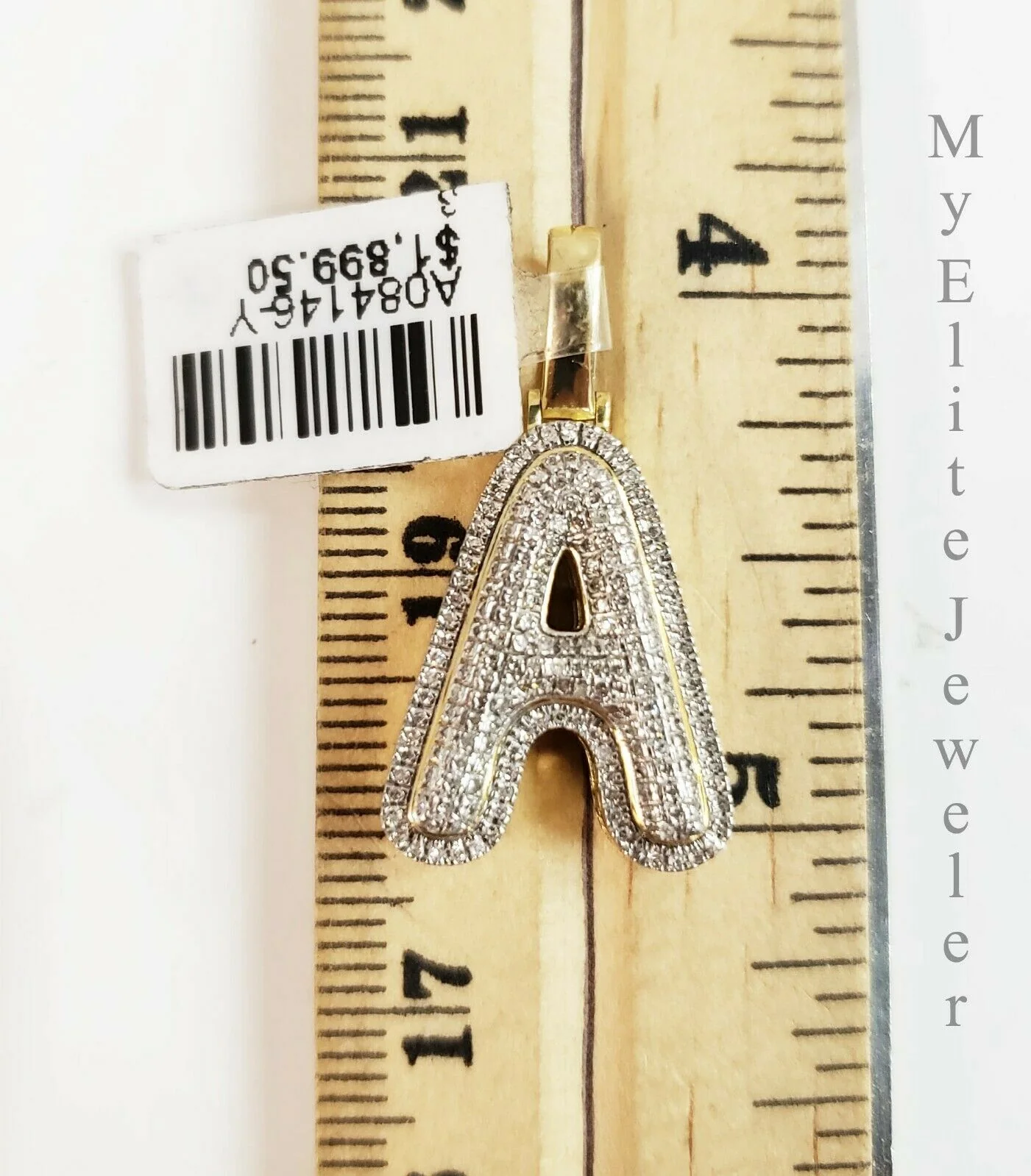Men's Ladies Solid 10k 0.31CT Initial " A " Diamond Pendant Yellow Gold Alphabet - Image 3