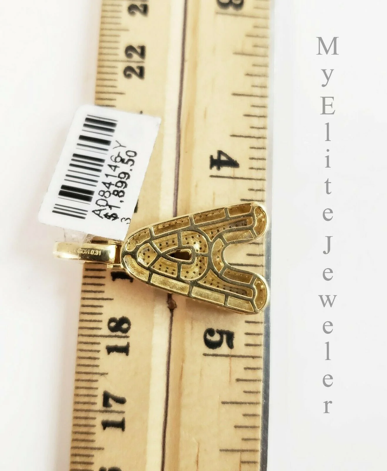 Men's Ladies Solid 10k 0.31CT Initial " A " Diamond Pendant Yellow Gold Alphabet - Image 4