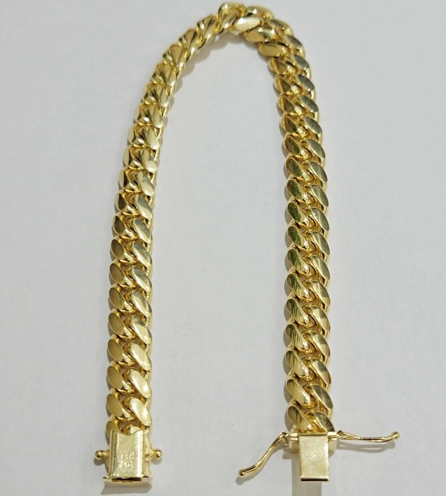 Men's Miami Cuban Bracelet Solid 14k Italian Yellow Gold Bracelet 8" 7mm wide - Image 2