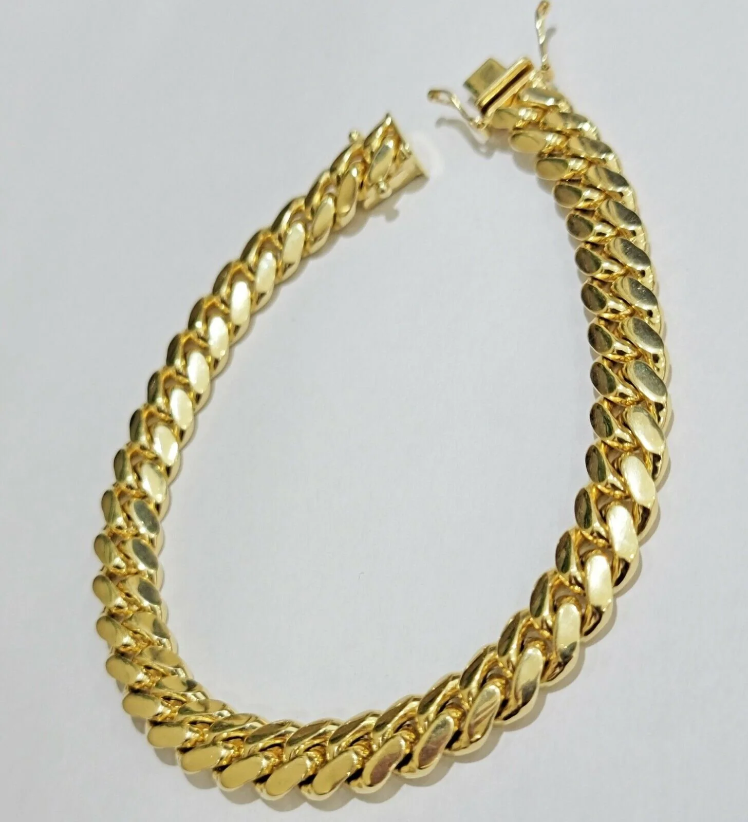 Men's Miami Cuban Bracelet Solid 14k Italian Yellow Gold Bracelet 8" 7mm wide - Image 3