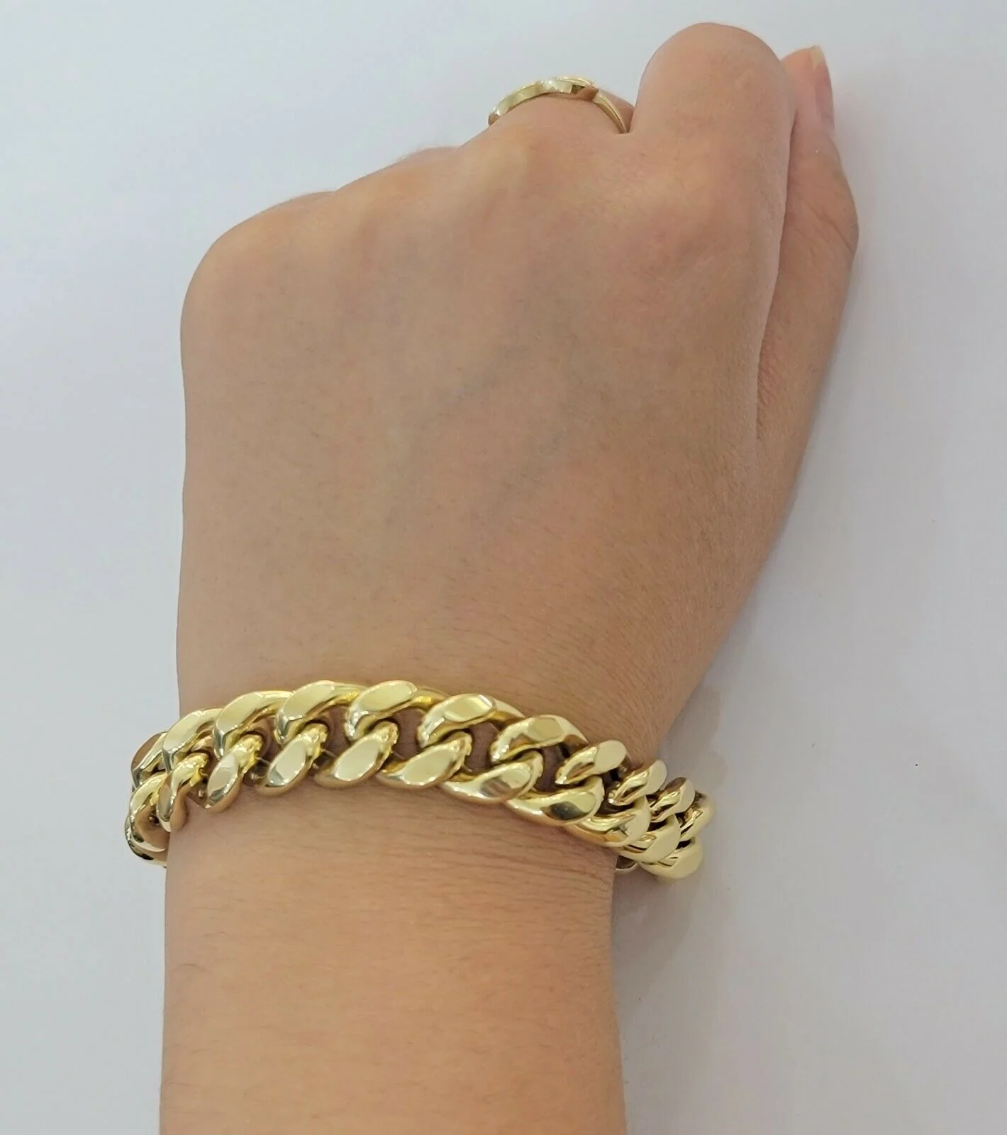 Mens REAL 10k Gold Miami Cuban Bracelet 9" 13mm 10 kt Yellow Gold Strong Links - Image 4