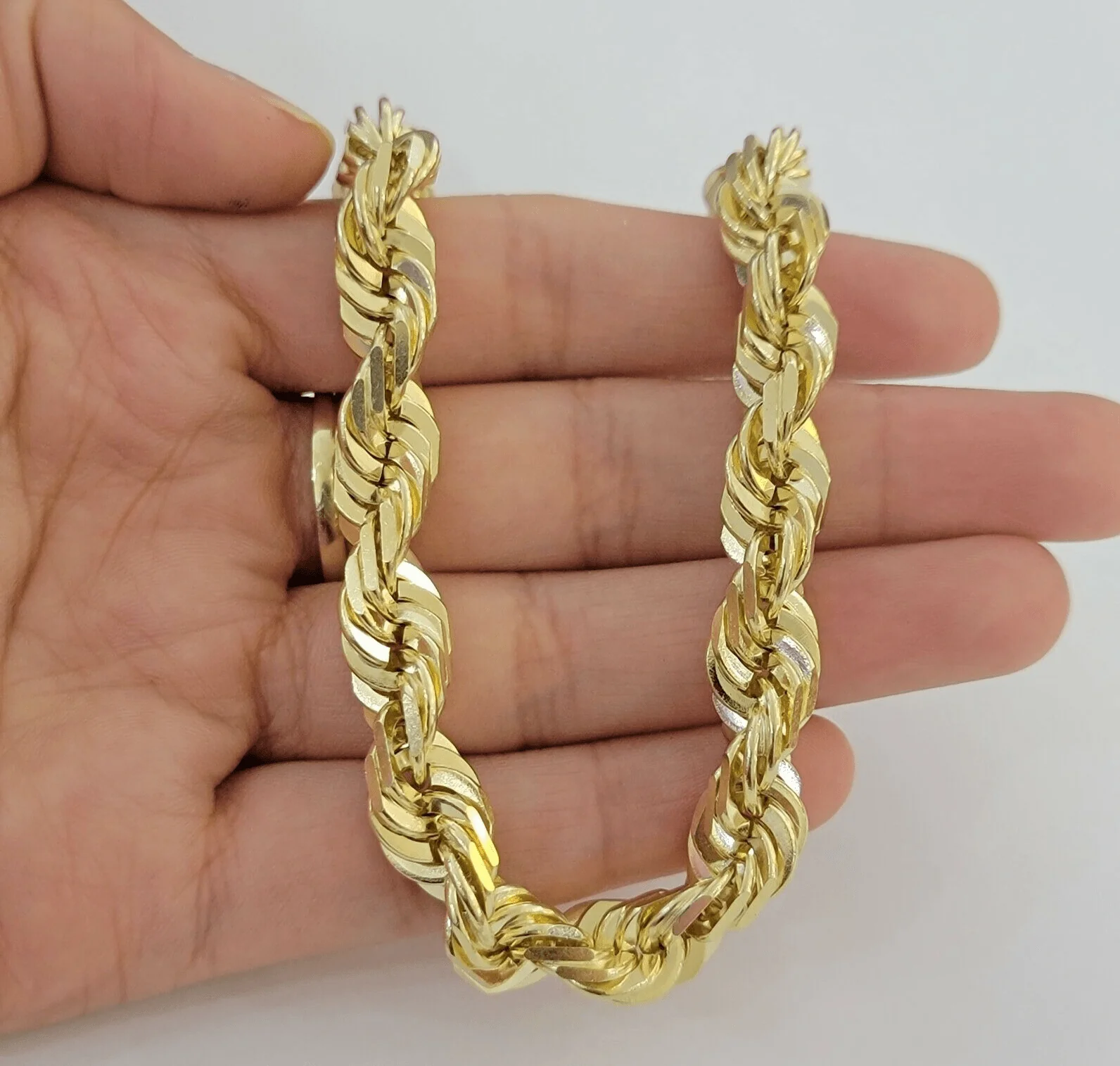 Mens Real 10k Gold Rope Bracelet 9 Inch 10.5mm Diamond Cut Solid 10KT Yellow Gld - Image 2