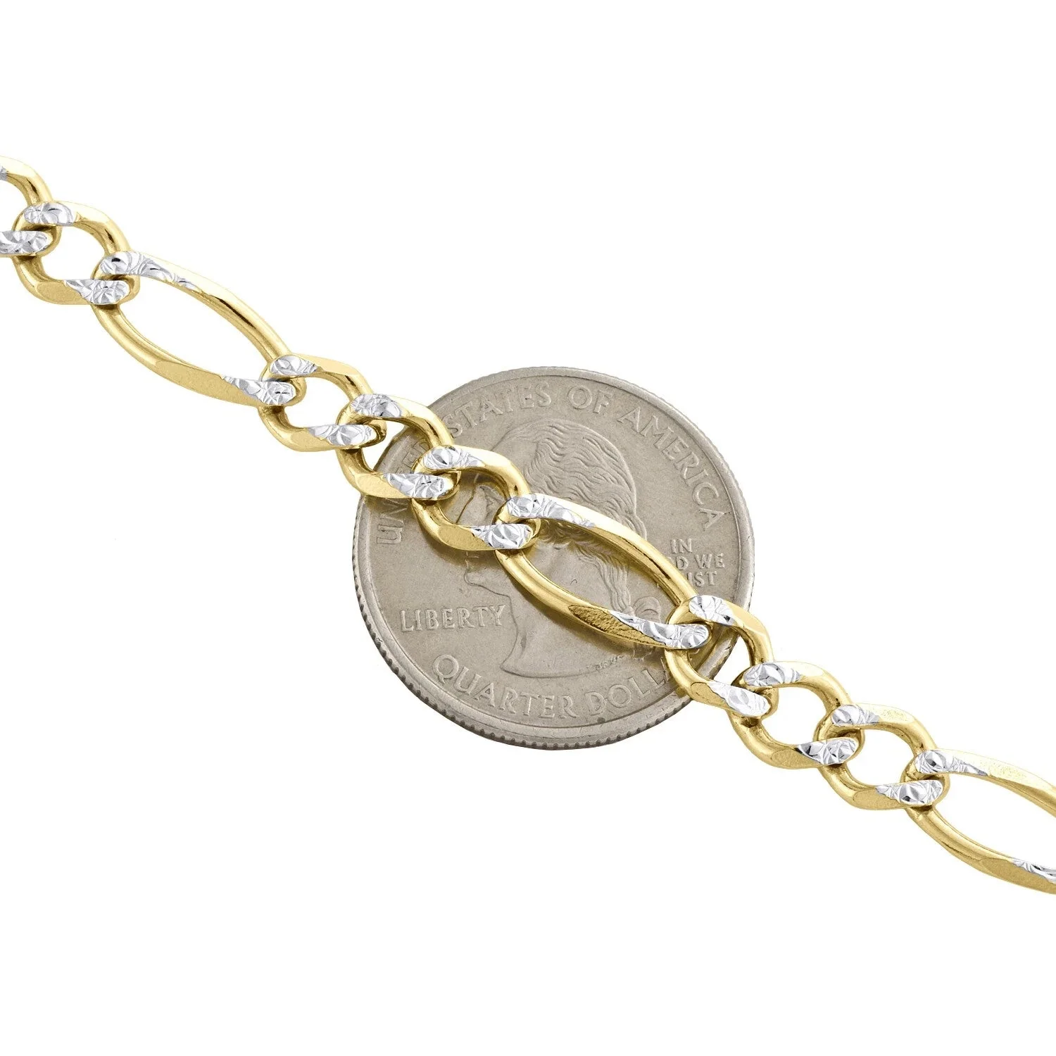 Mens Real 10k Yellow Gold Figaro Link Bracelet Diamond Cut 6.5 mm Solid 8 Inch - Image 2