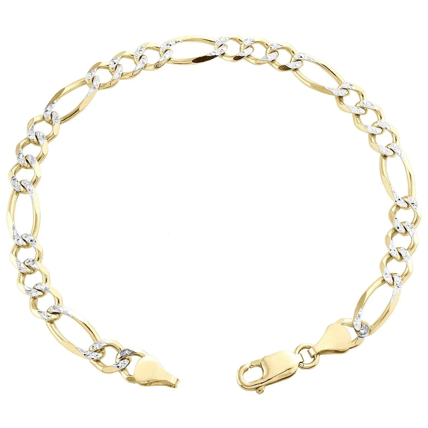 Mens Real 10k Yellow Gold Figaro Link Bracelet Diamond Cut 6.5 mm Solid 8 Inch - Image 3