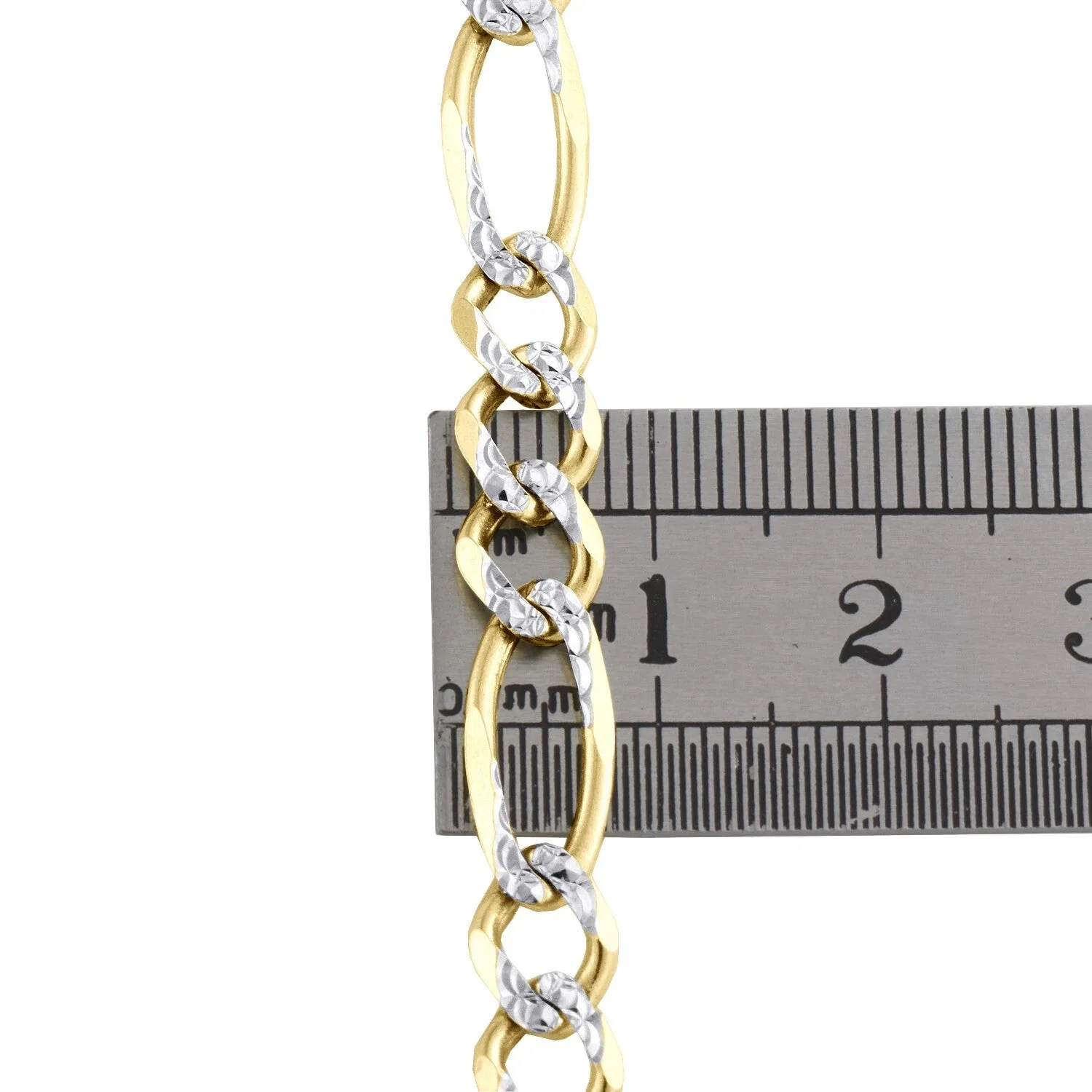 Mens Real 10k Yellow Gold Figaro Link Bracelet Diamond Cut 6.5 mm Solid 8 Inch - Image 7