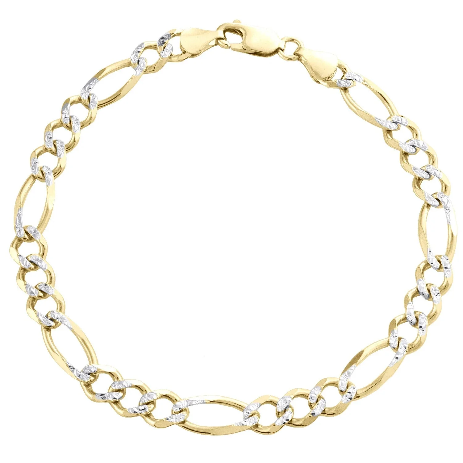Mens Real 10k Yellow Gold Figaro Link Bracelet Diamond Cut 6.5 mm Solid 8 Inch - Image 8